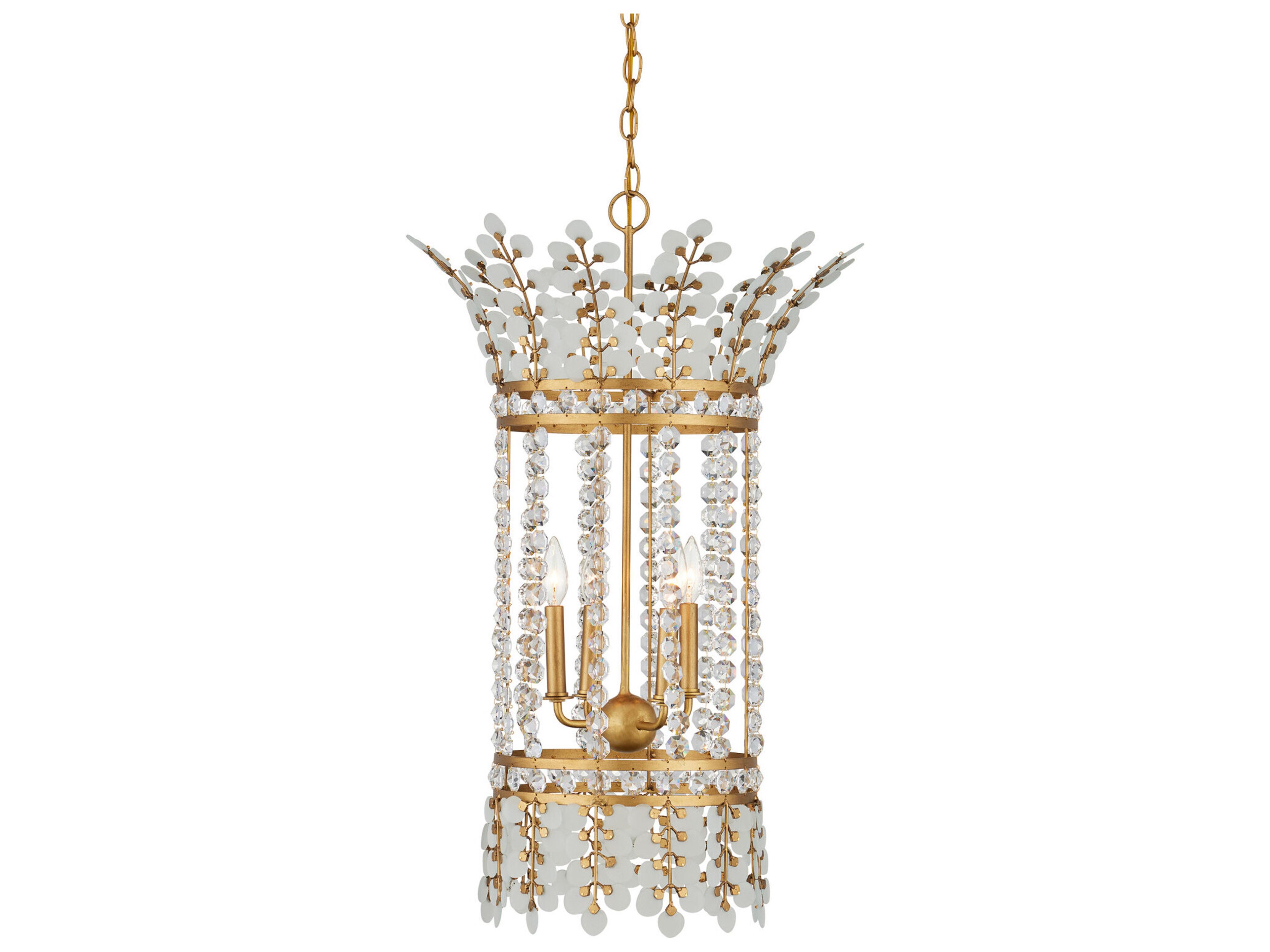 Bradshaw 4-Light Frosted Clear Brass Pendant