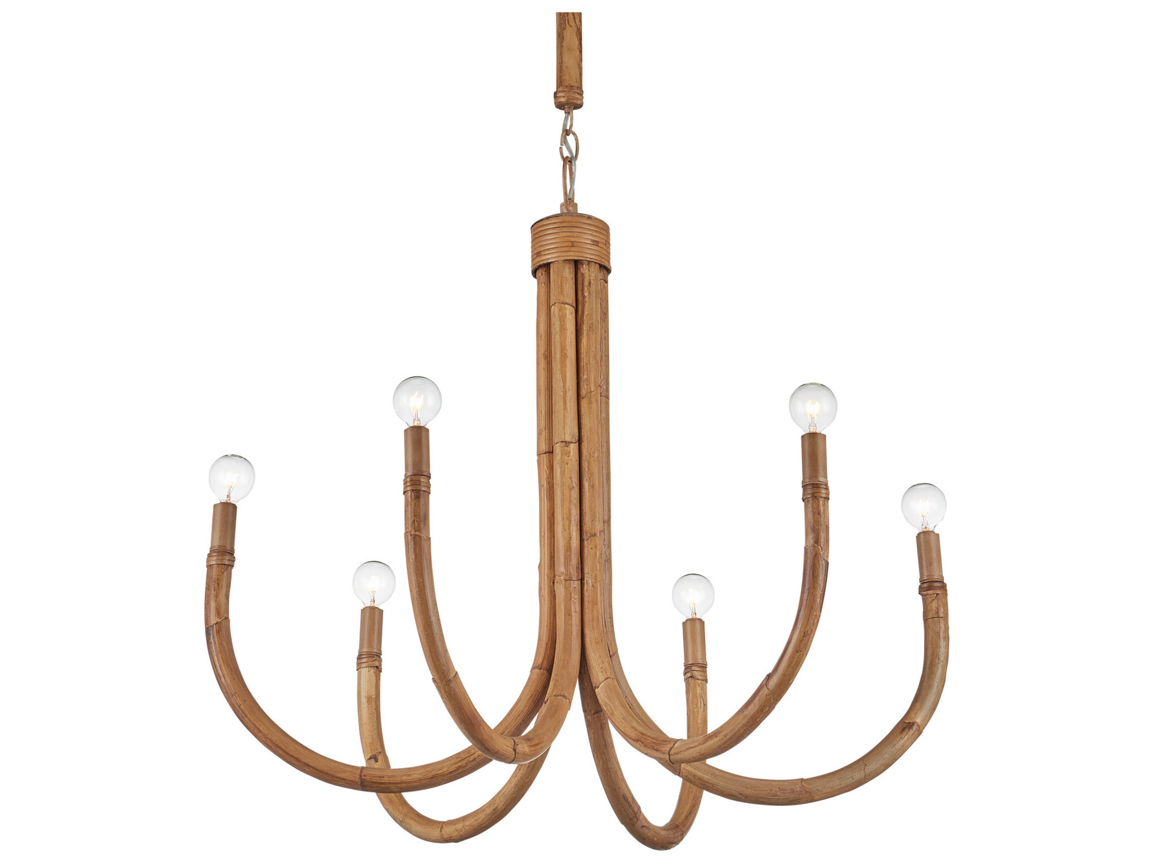 Currey & Company Samsara 6-Light Natural Saddle Tan Chandelier