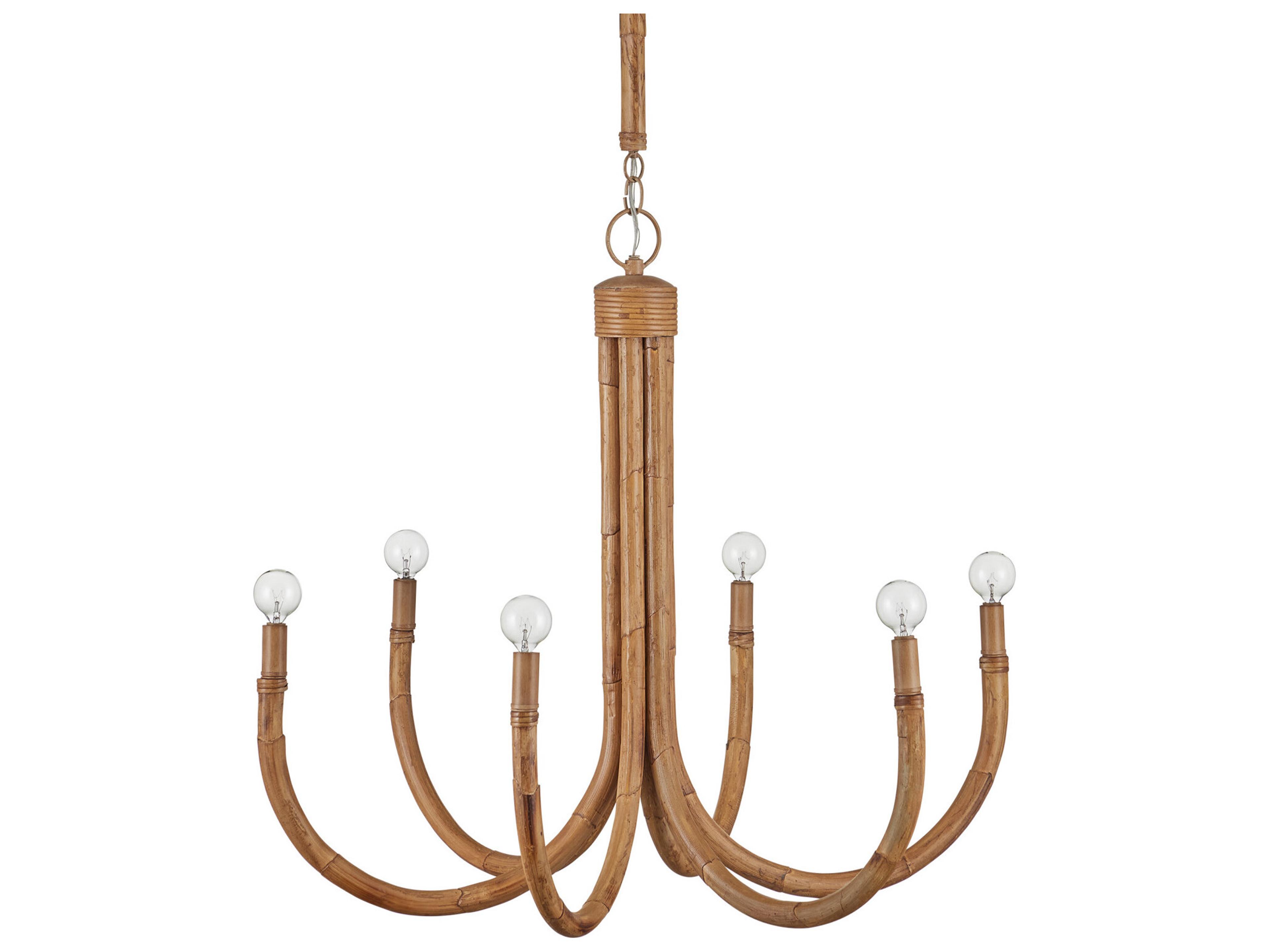 Currey & Company Samsara 6-Light Natural Saddle Tan Chandelier