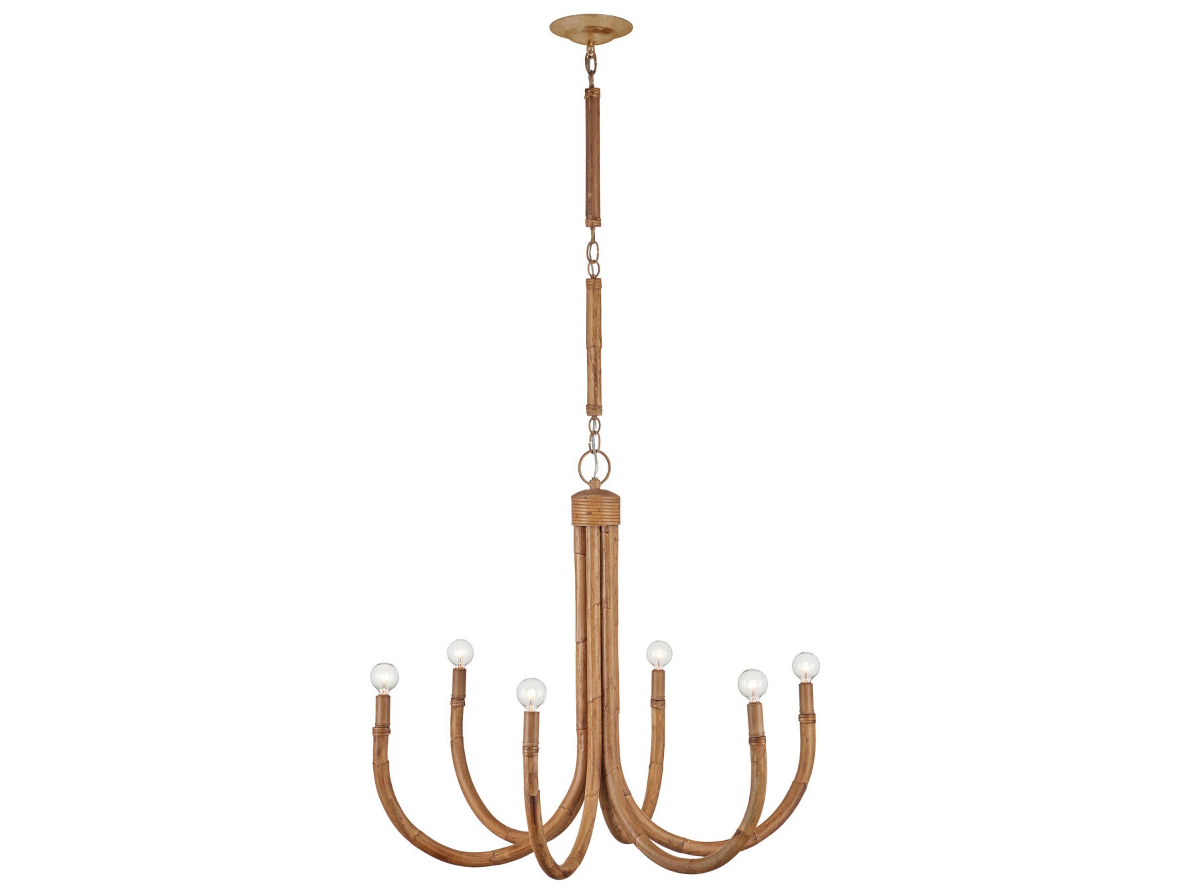 Currey & Company Samsara 6-Light Natural Saddle Tan Chandelier