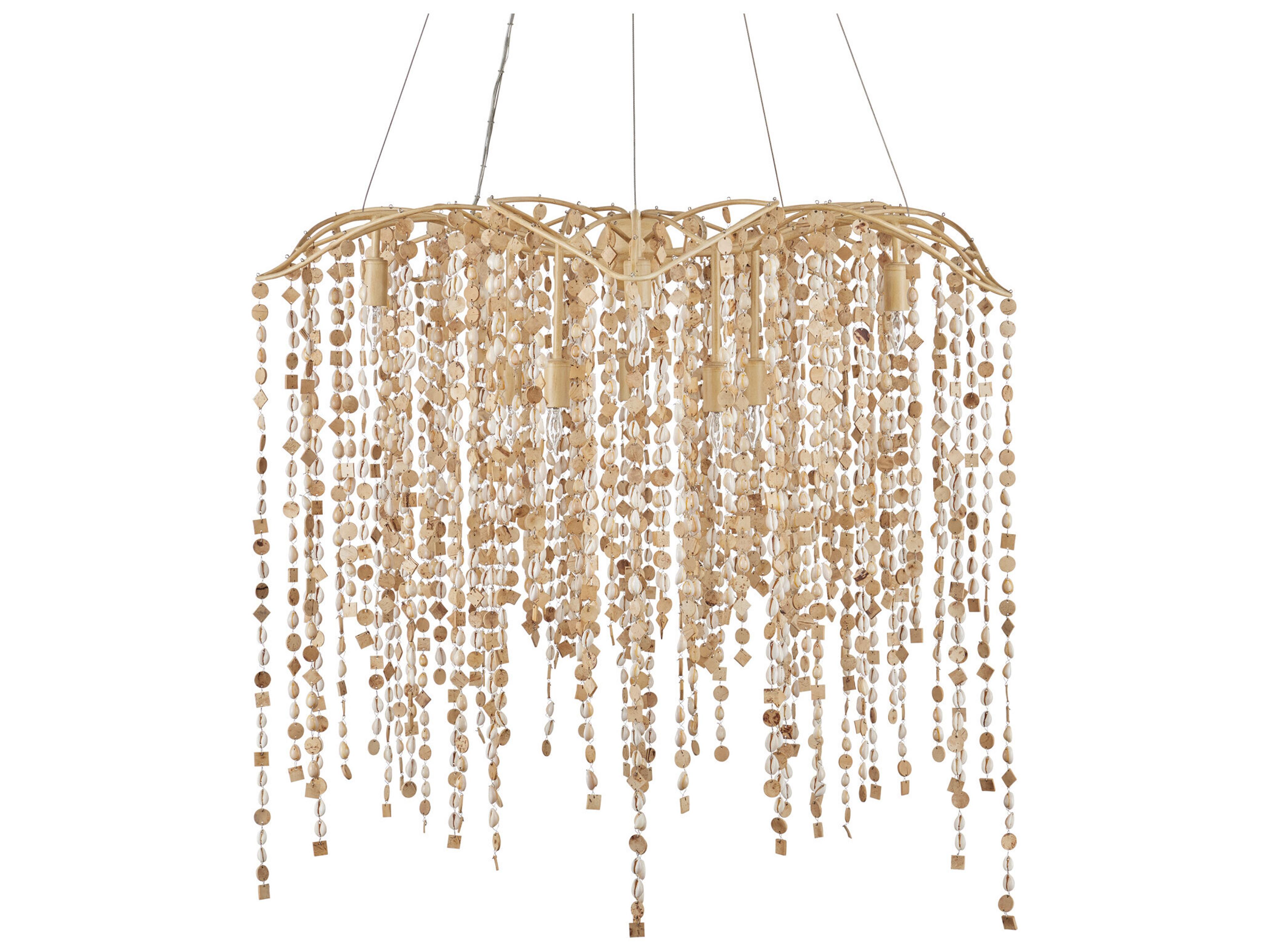 Currey & Company Kealia 10-Light Natural Coco Cream Pendant