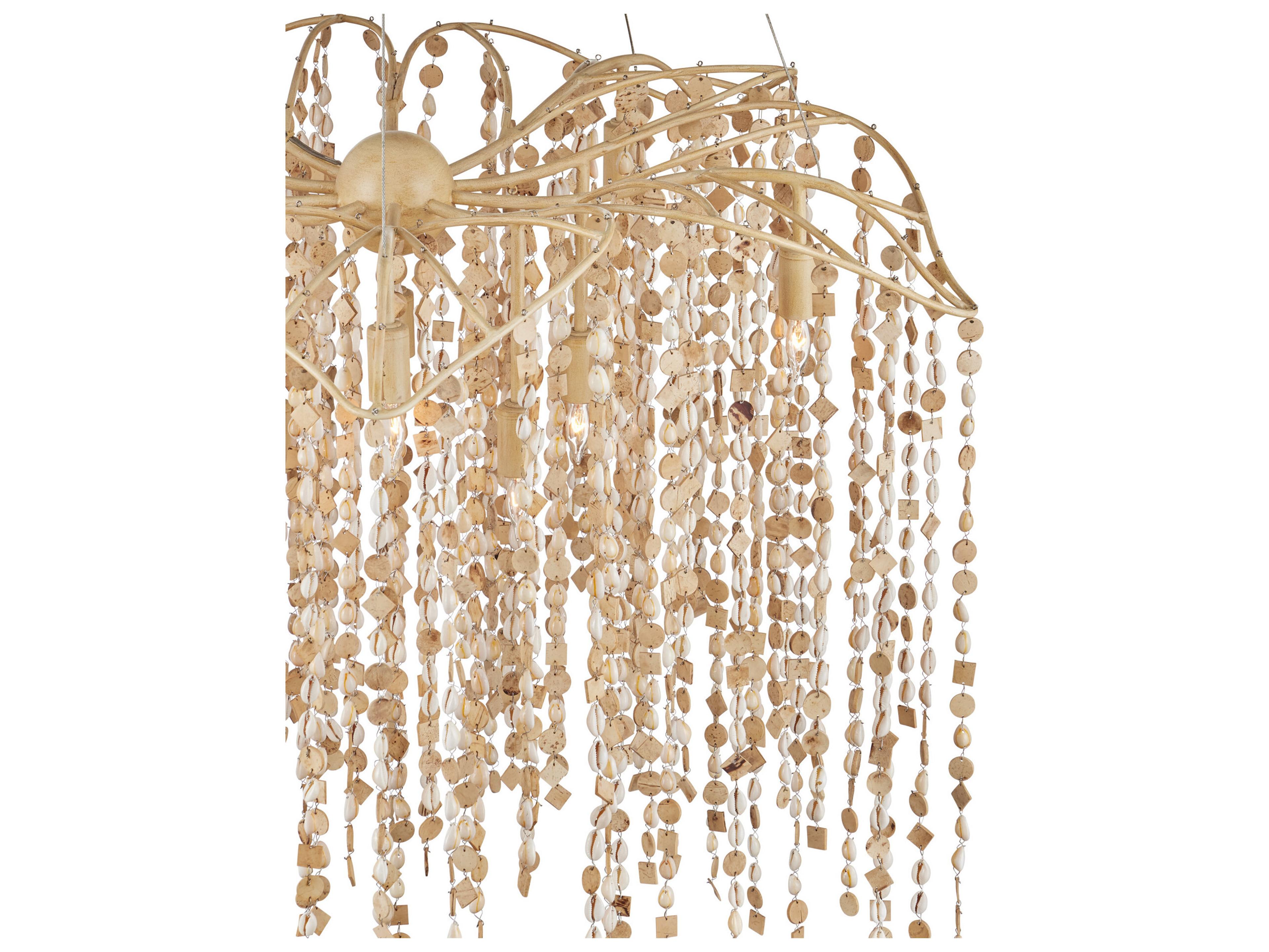 Currey & Company Kealia 10-Light Natural Coco Cream Pendant