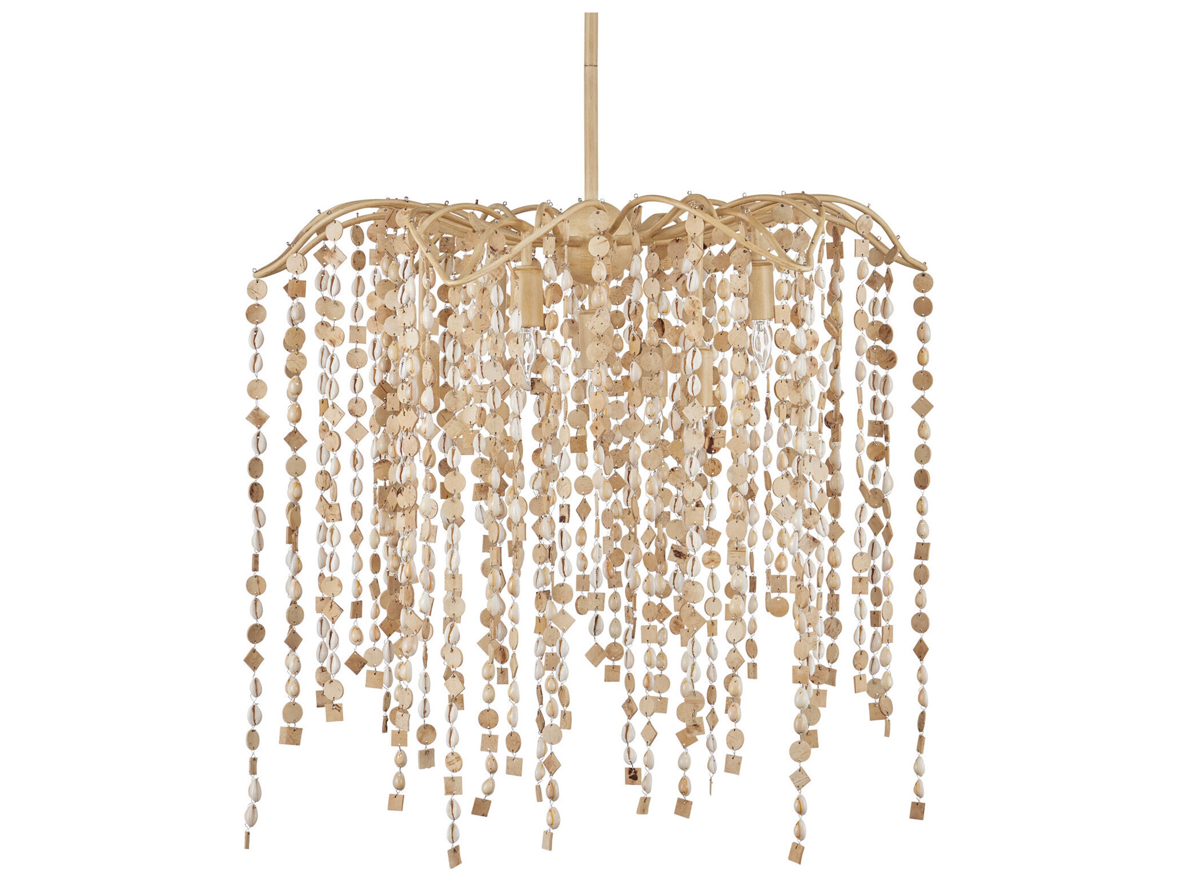 Currey & Company Kealia 7-Light Natural Coco Cream Pendant