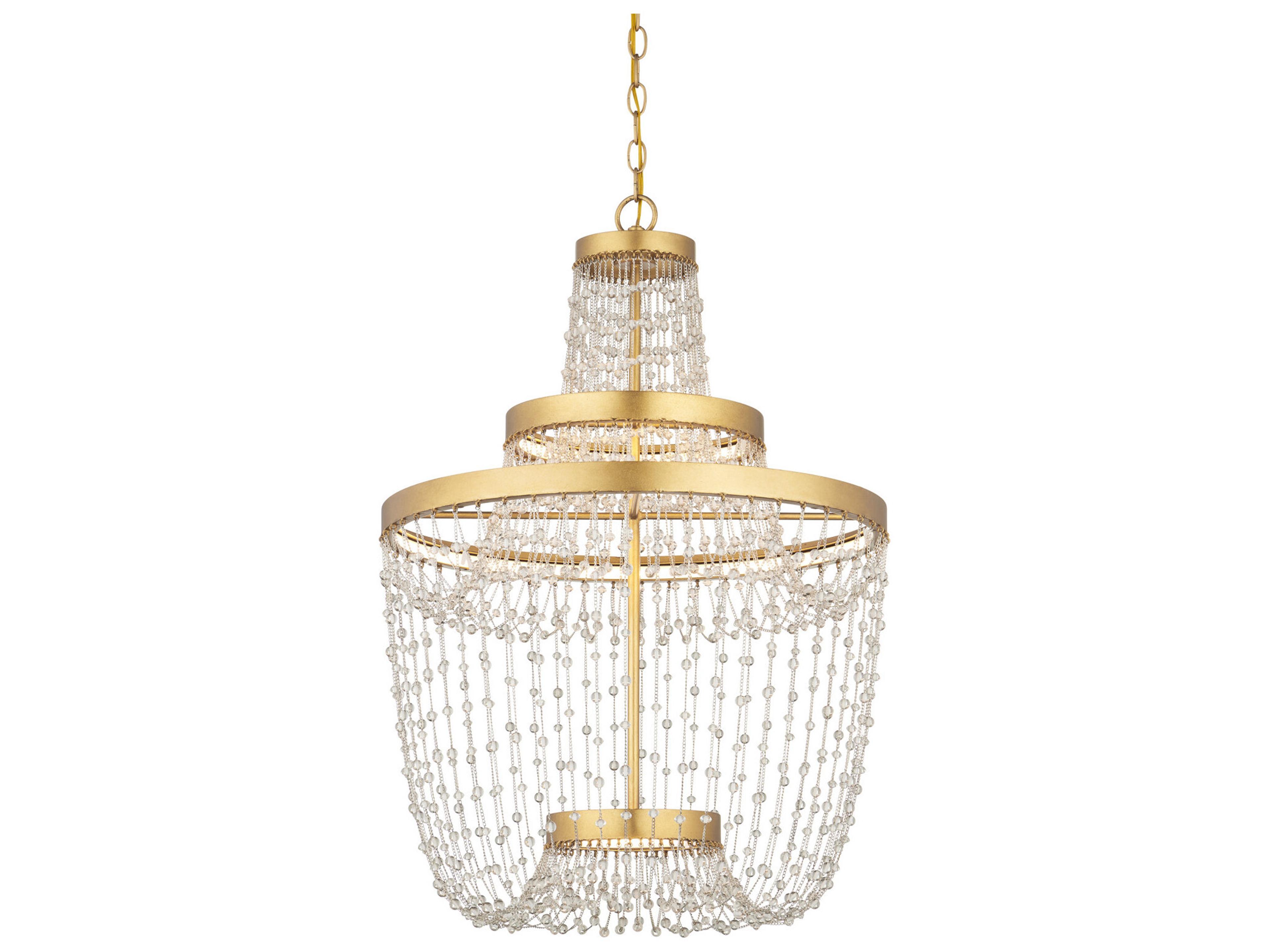 Currey & Company Mademoiselle 3-Light Contemporary Gold Chandelier