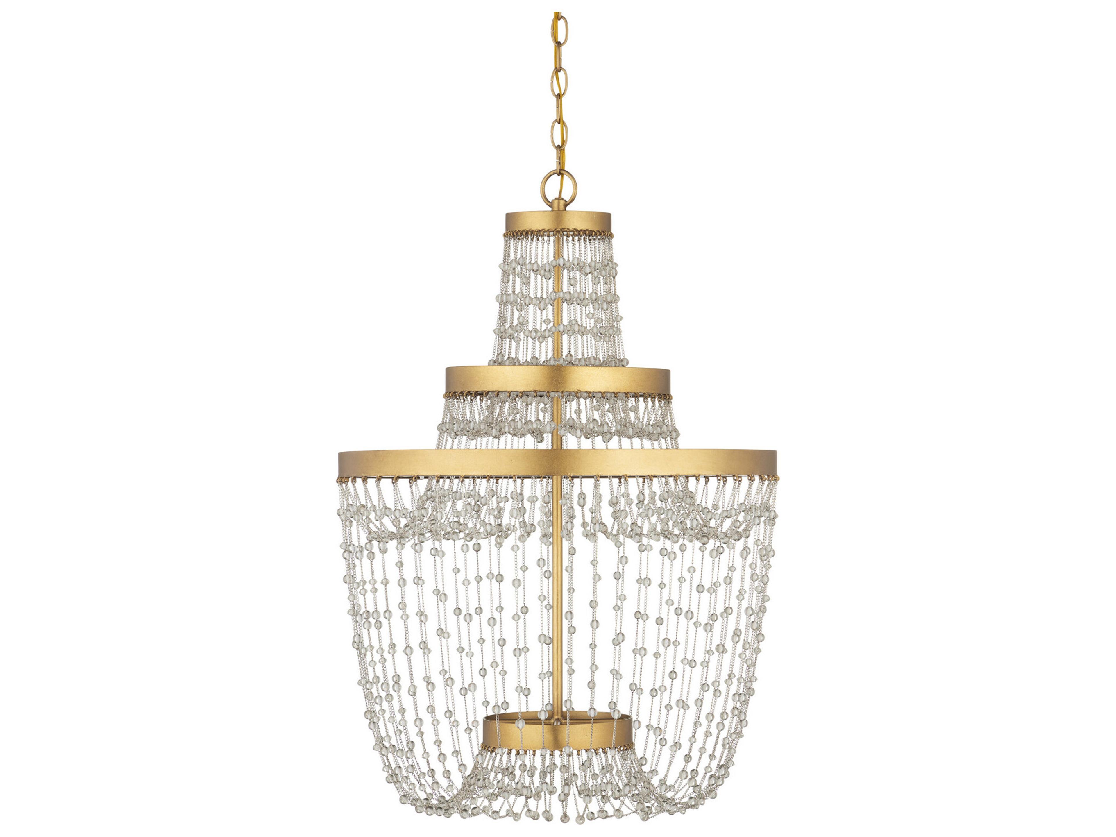 Currey & Company Mademoiselle 3-Light Contemporary Gold Chandelier
