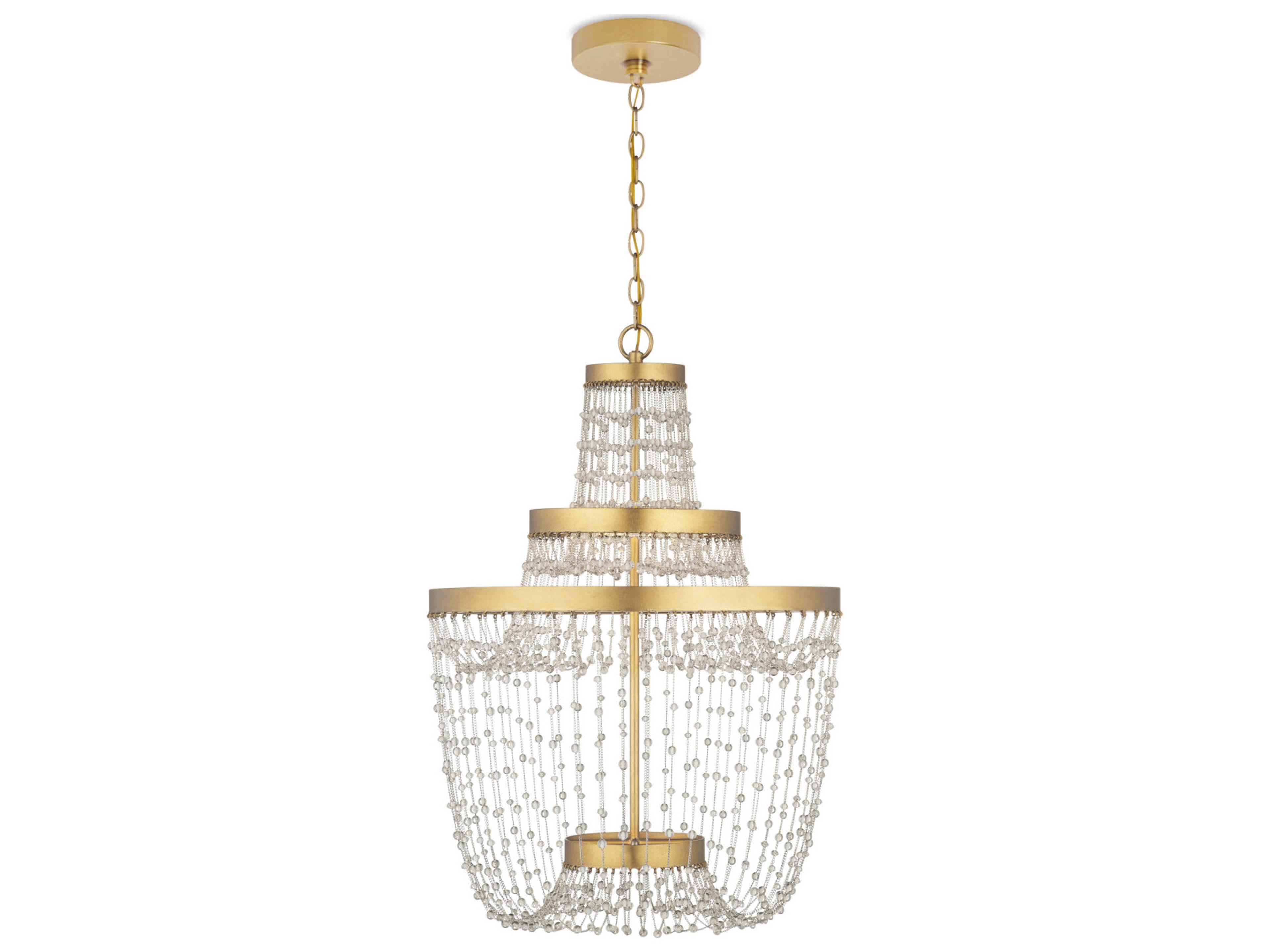 Currey & Company Mademoiselle 3-Light Contemporary Gold Chandelier