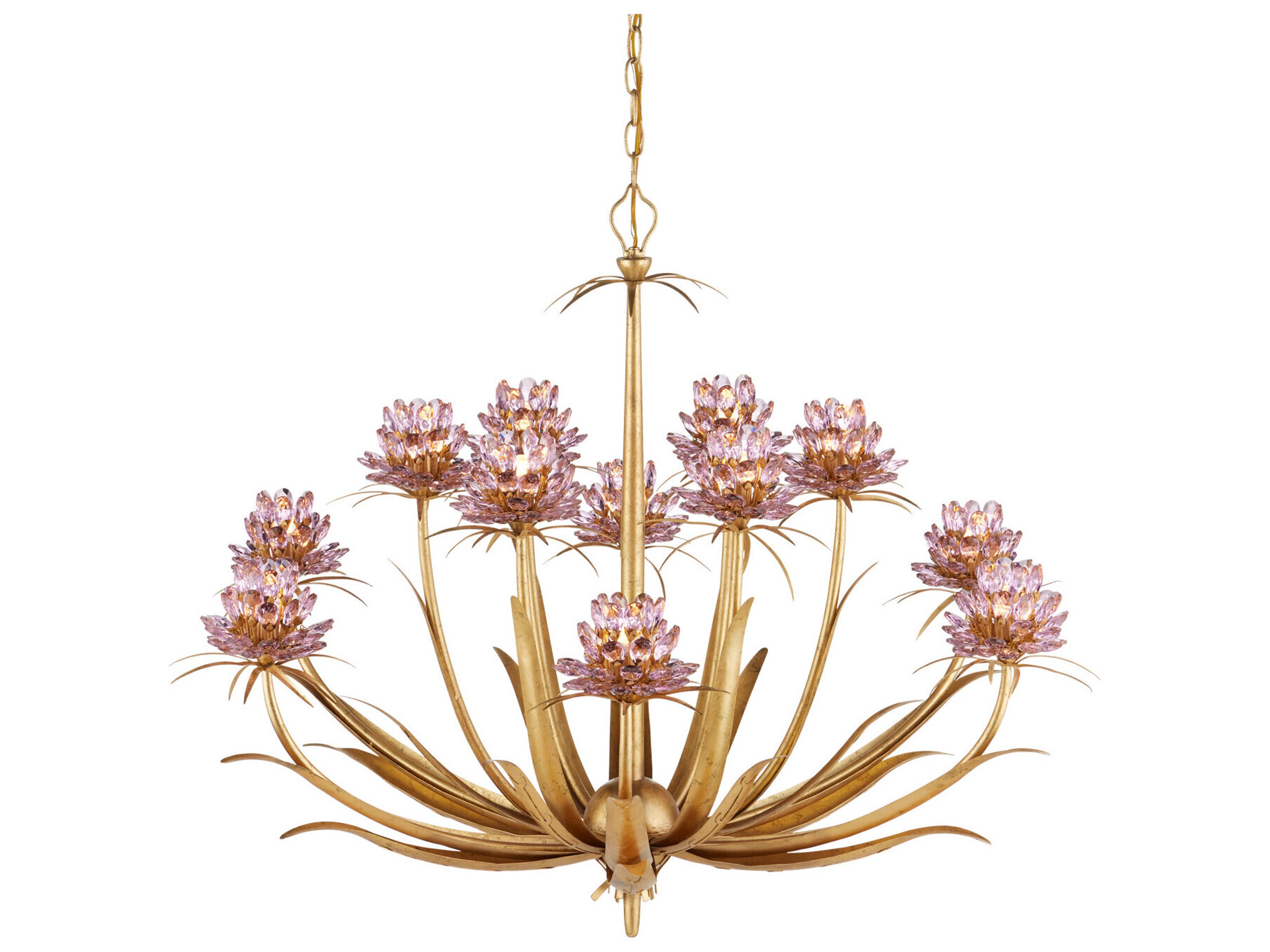 Marilee 12-Light Pink Dutch Gold Leaf Chandelier