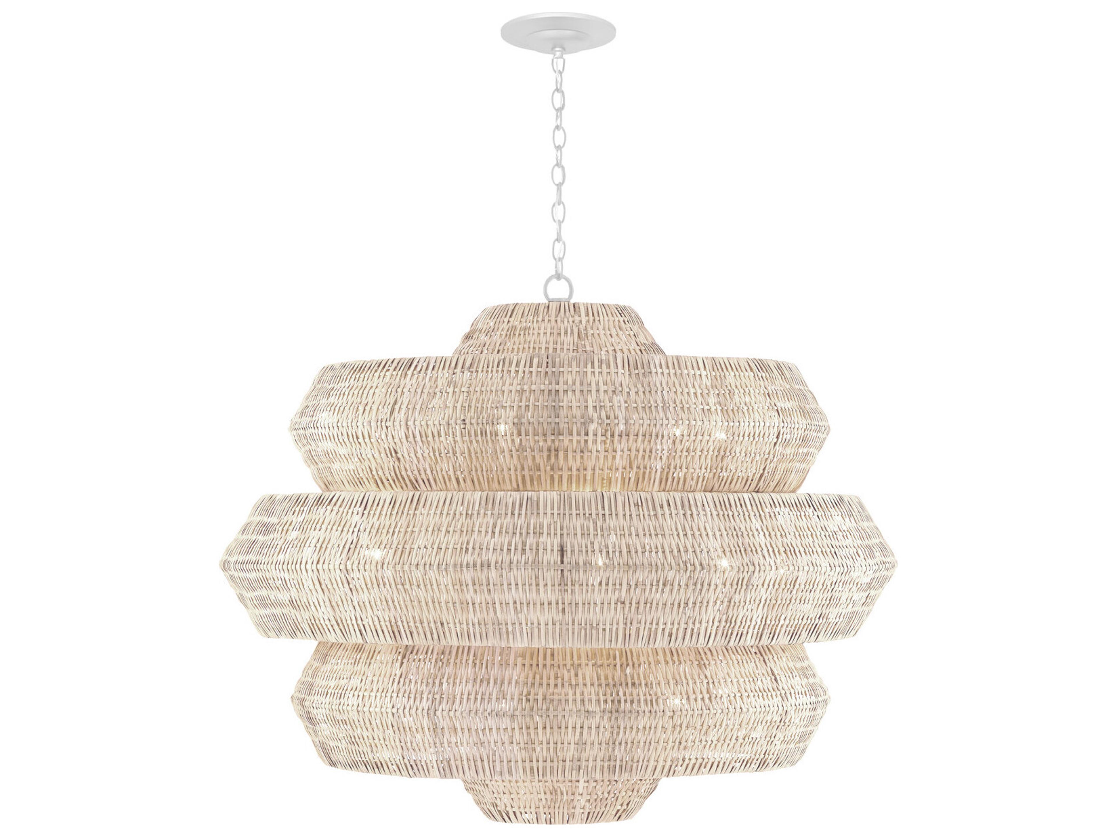 Currey & Company Antibes 18-Light Bleached Natural Snow White Chandelier