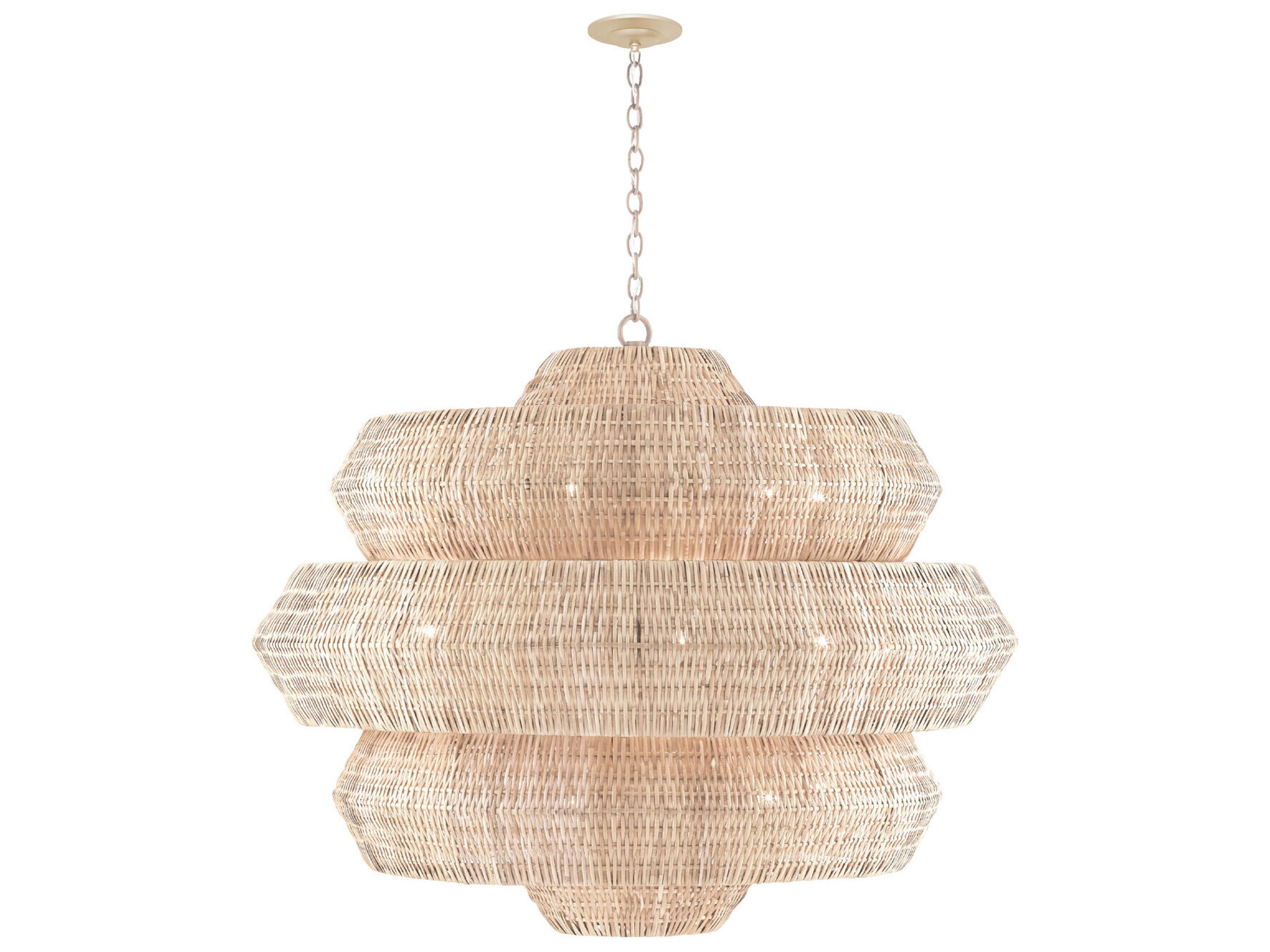 Currey & Company Antibes 18-Light Bleached Natural Snow White Chandelier