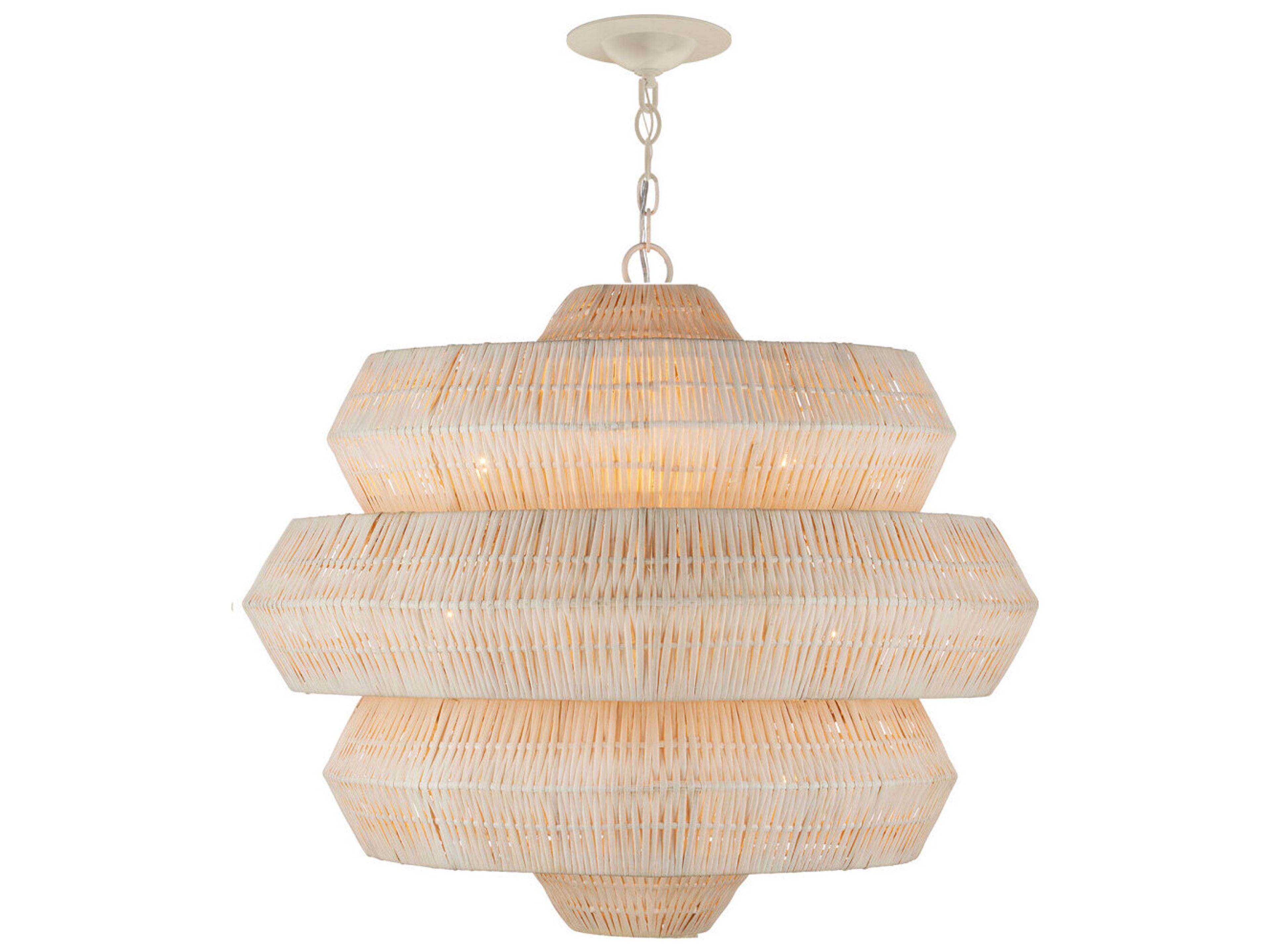 Currey & Company Antibes 3-Light Bleached Natural Snow White Chandelier