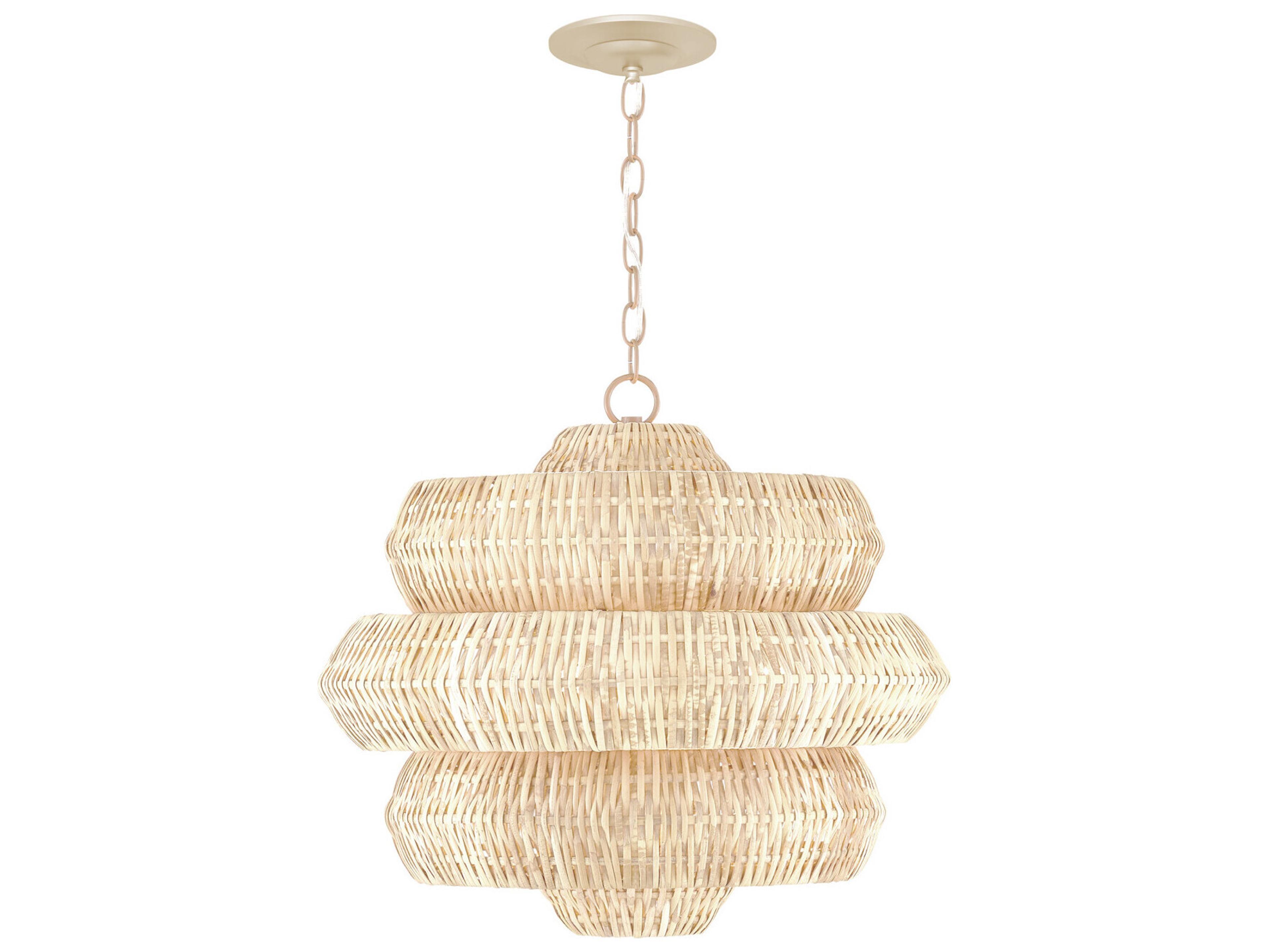Currey & Company Antibes 3-Light Bleached Natural Snow White Chandelier