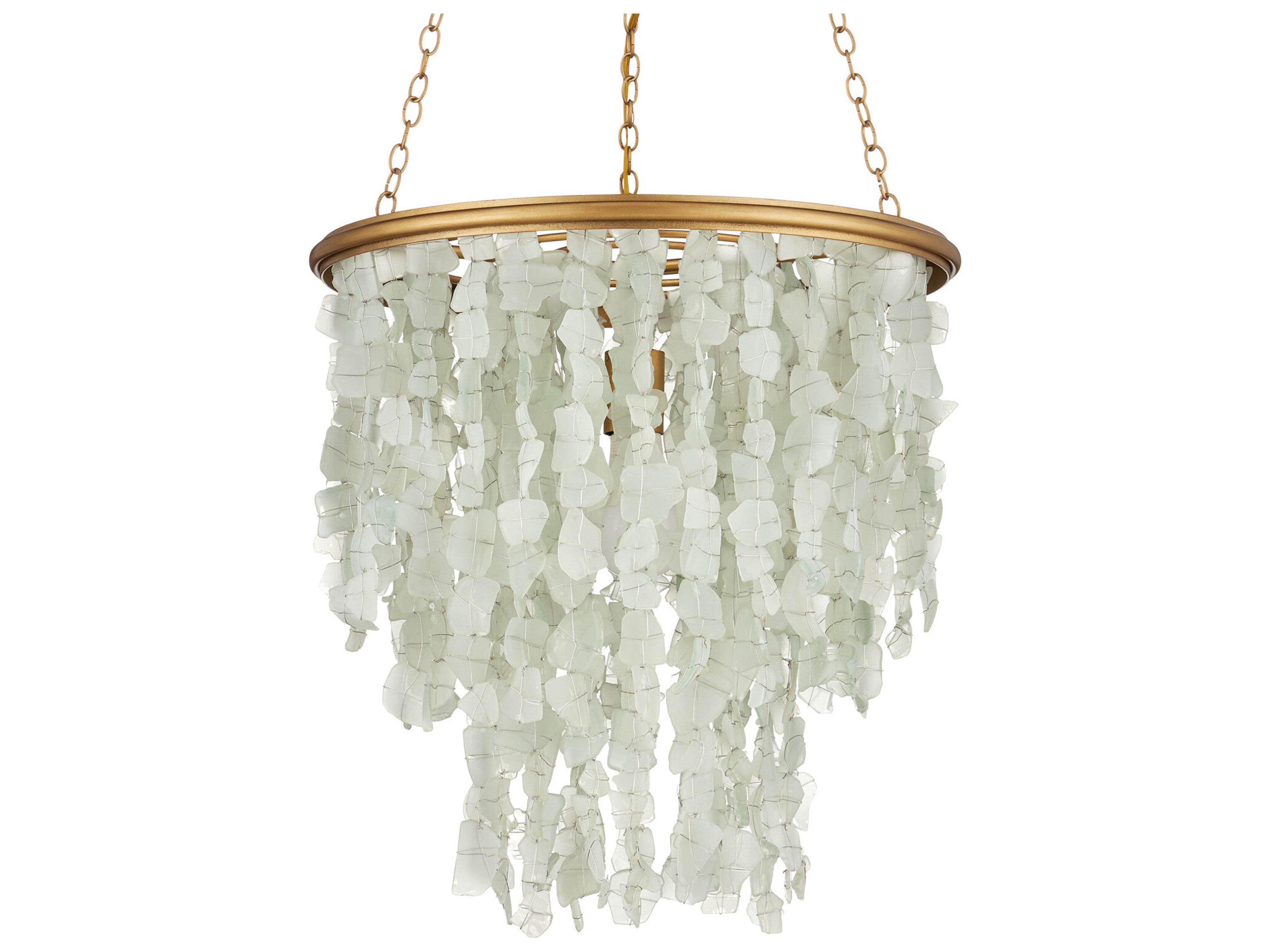 Currey & Company Verre De Mer 1-Light Seaglass Contemporary Gold Pendant