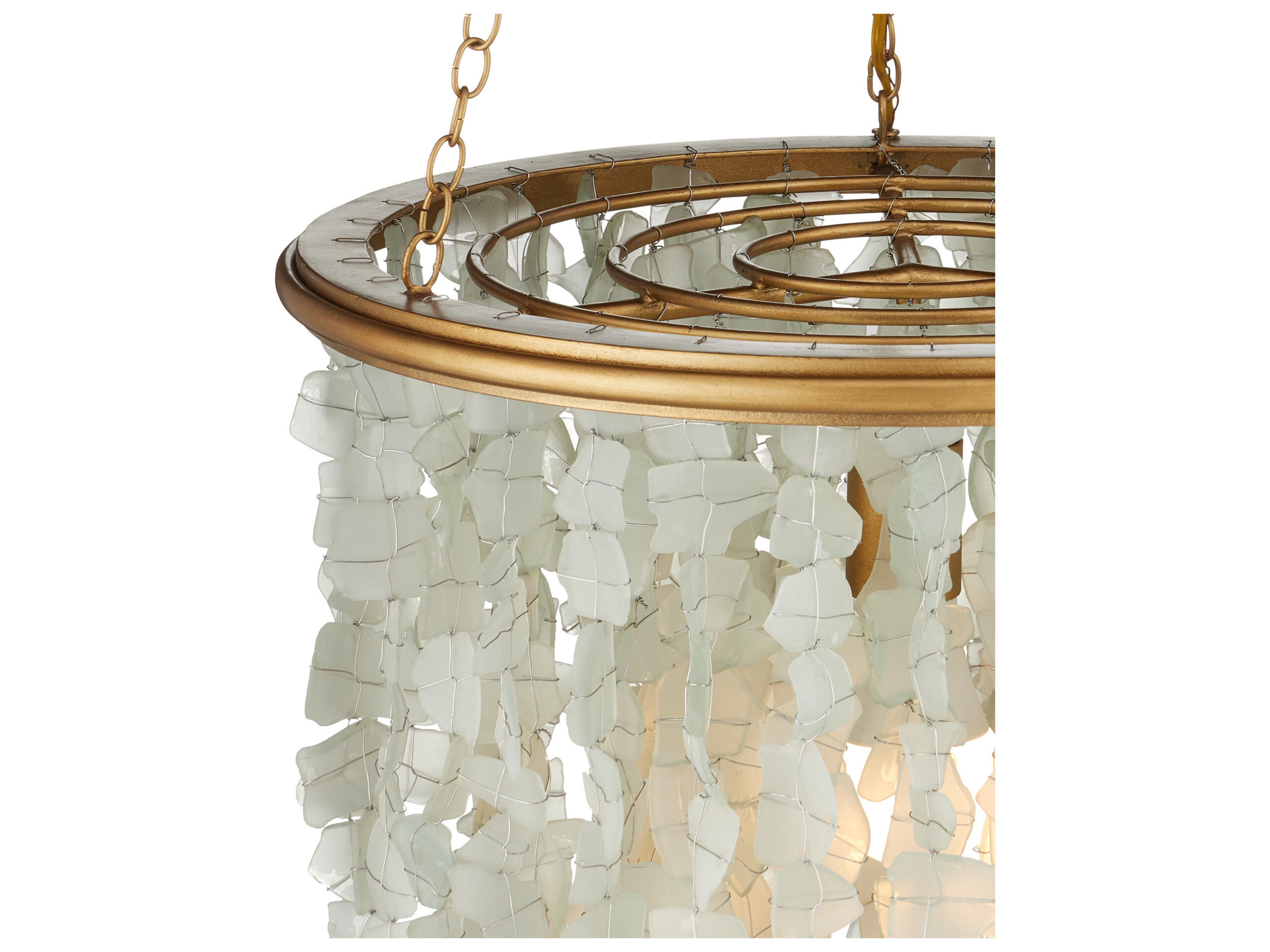 Currey & Company Verre De Mer 1-Light Seaglass Contemporary Gold Pendant