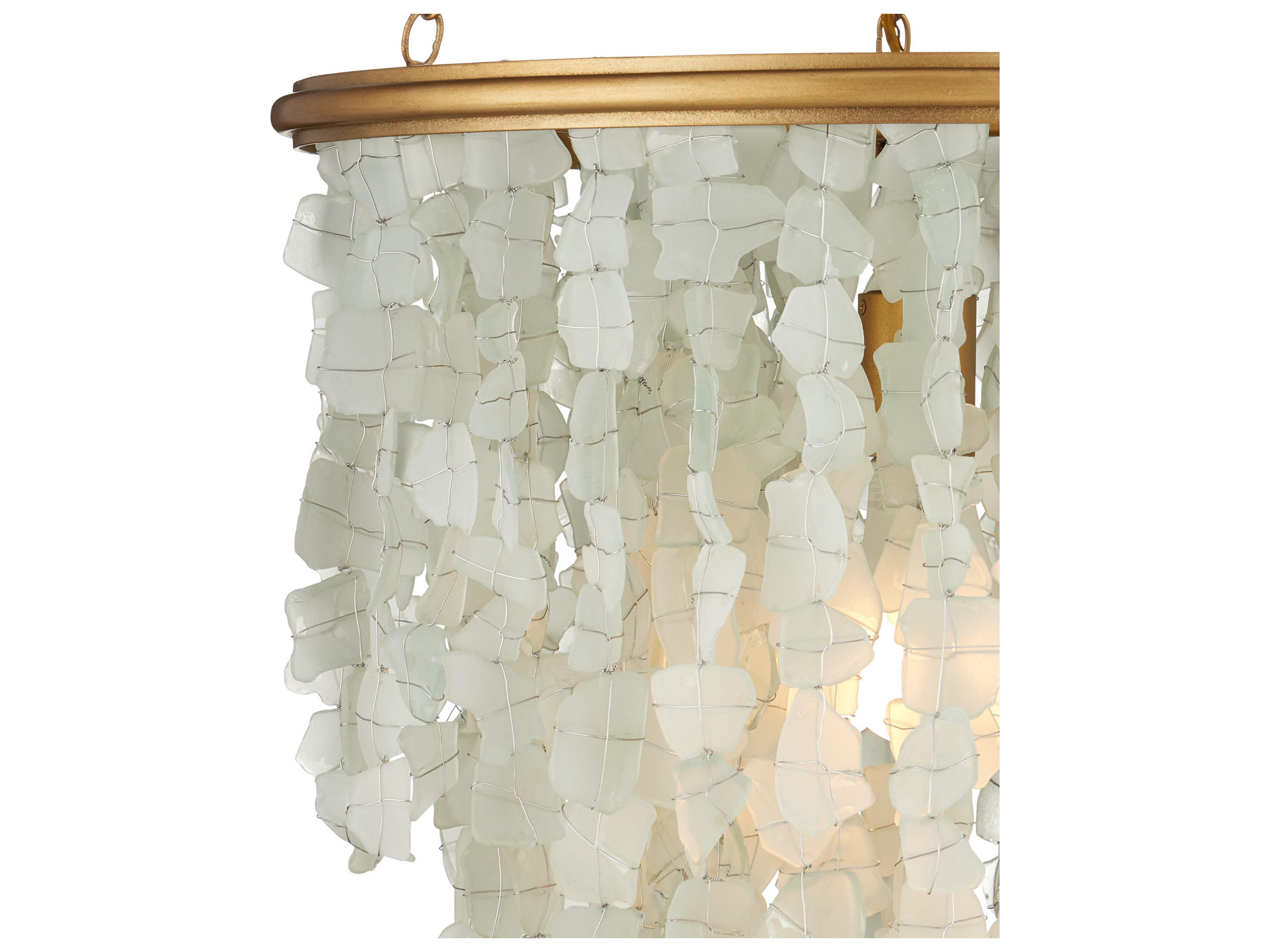 Currey & Company Verre De Mer 1-Light Seaglass Contemporary Gold Pendant