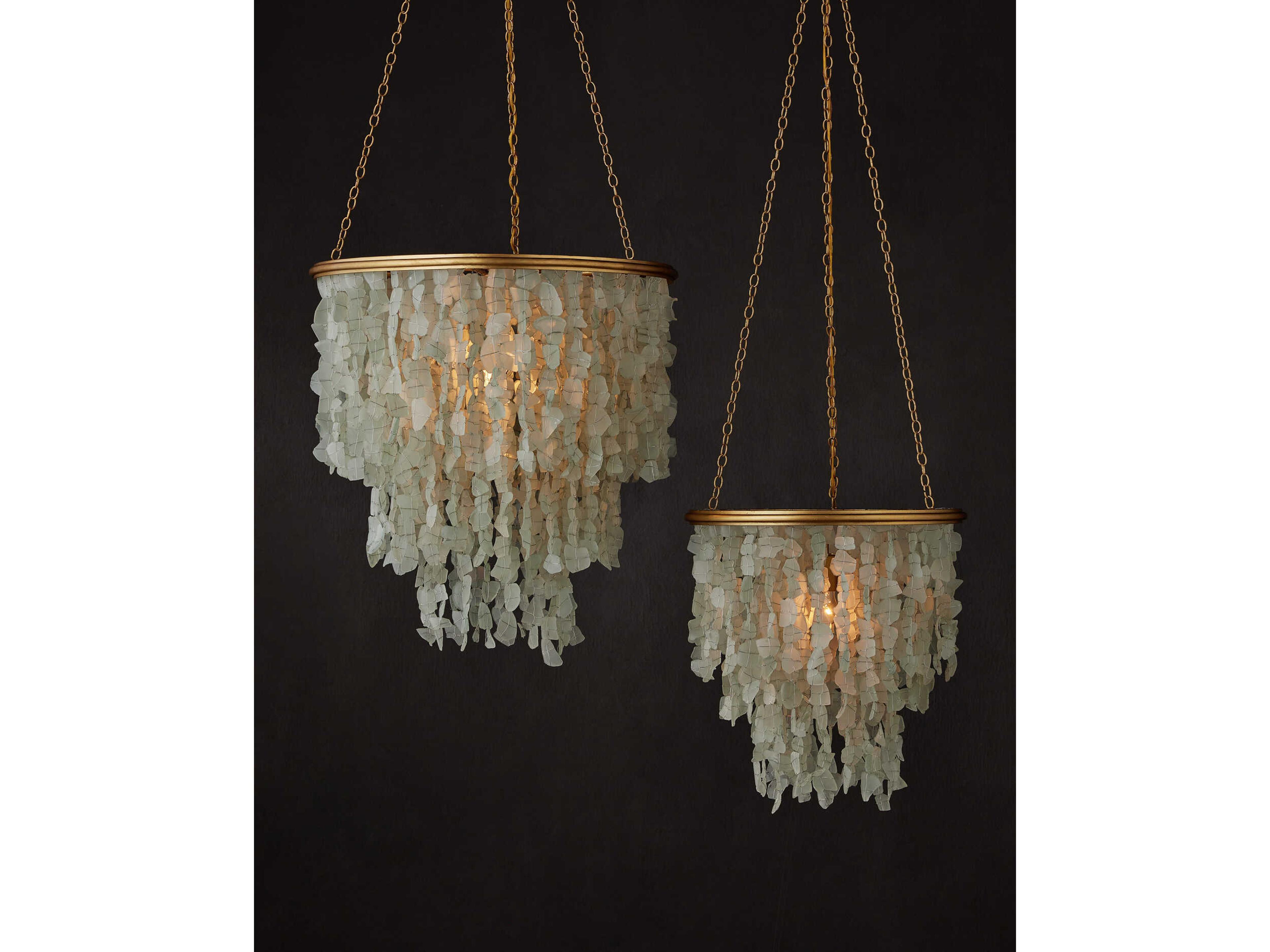 Currey & Company Verre De Mer 1-Light Seaglass Contemporary Gold Pendant