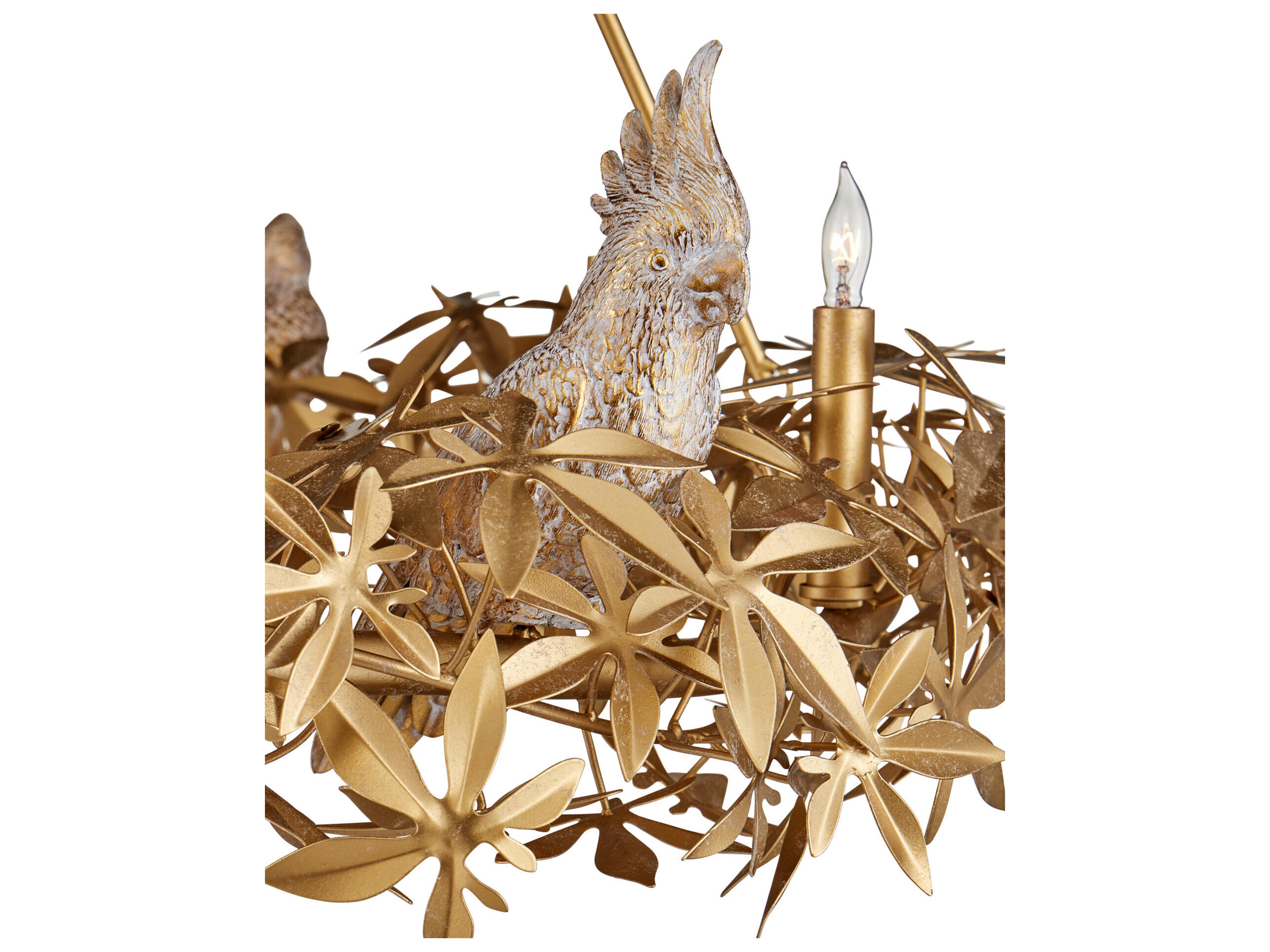 Currey & Company Aviary 6-Light Swedish Gold Chandelier