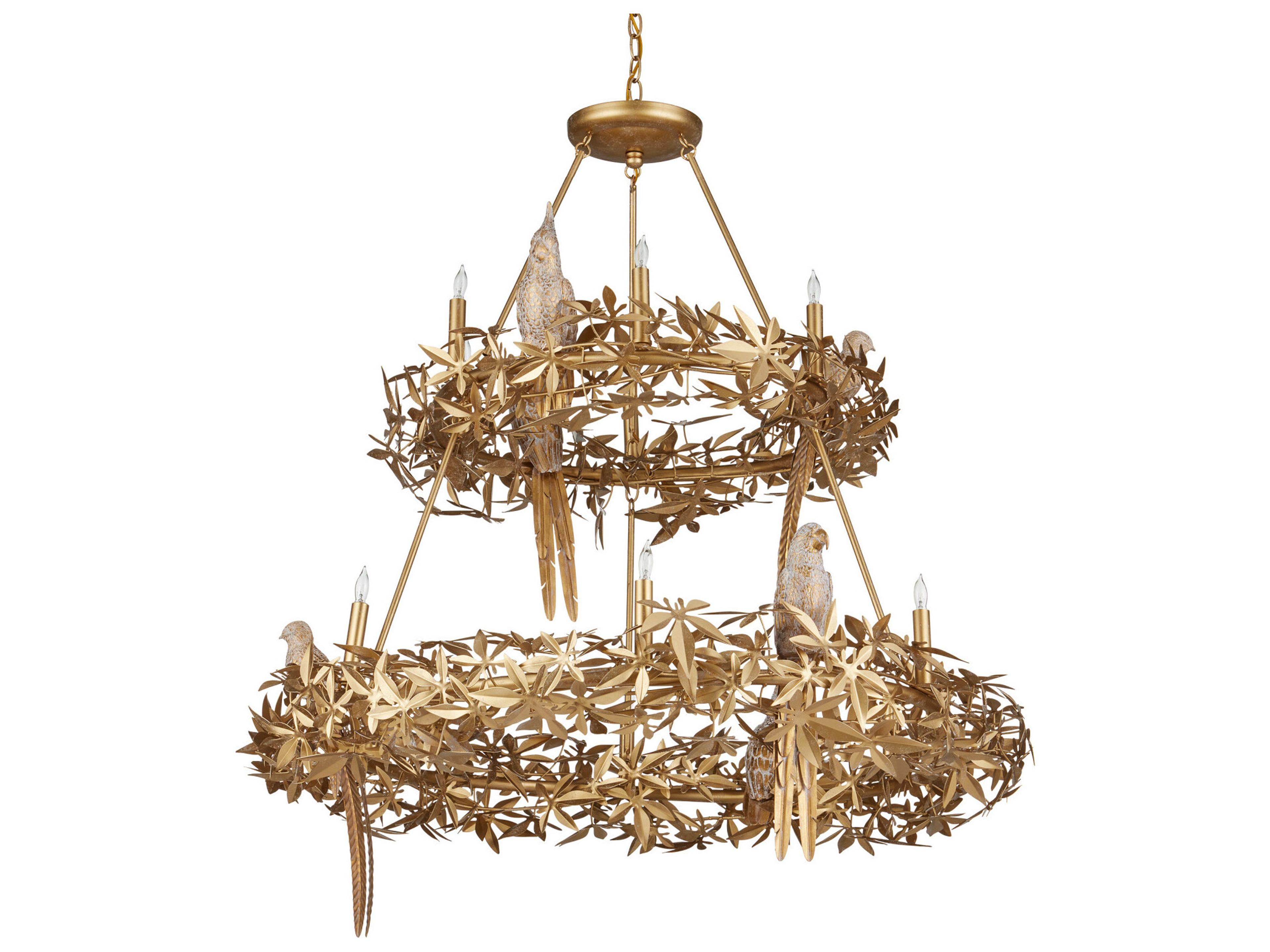 Currey & Company Aviary 12-Light Swedish Gold Chandelier