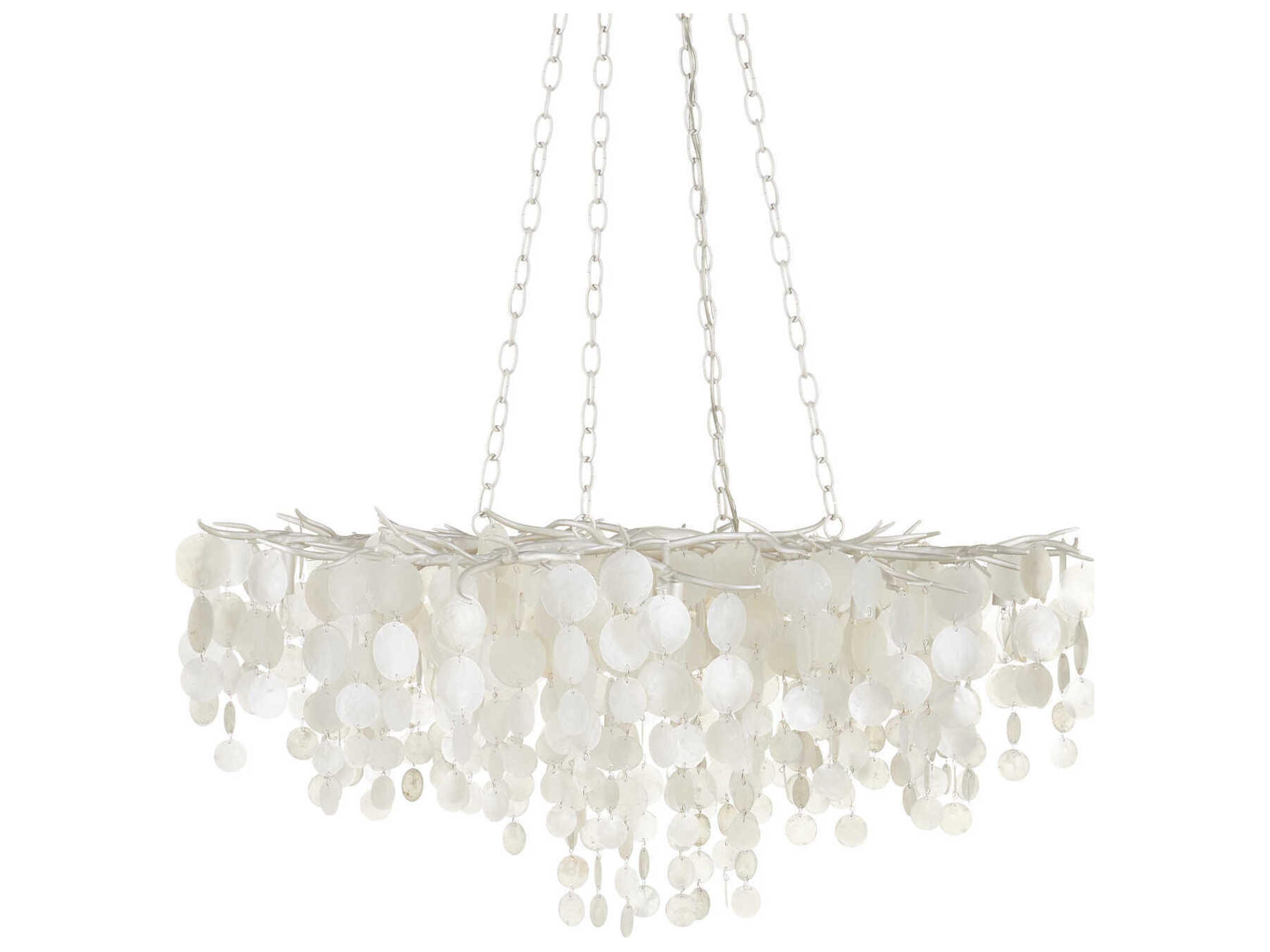 Currey & Company Lusso 16-Light Natural Pearlized White Pendant