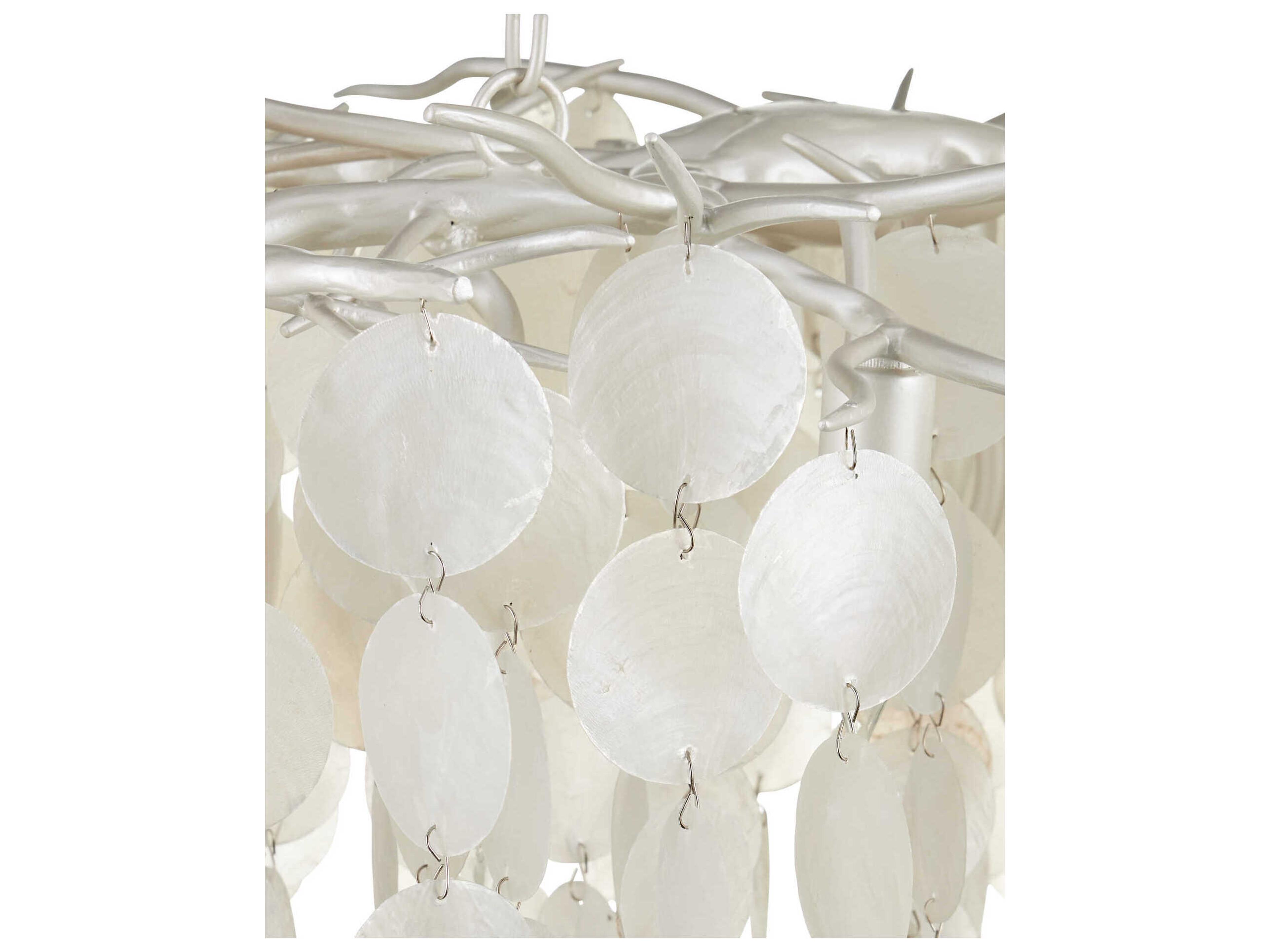 Currey & Company Lusso 16-Light Natural Pearlized White Pendant
