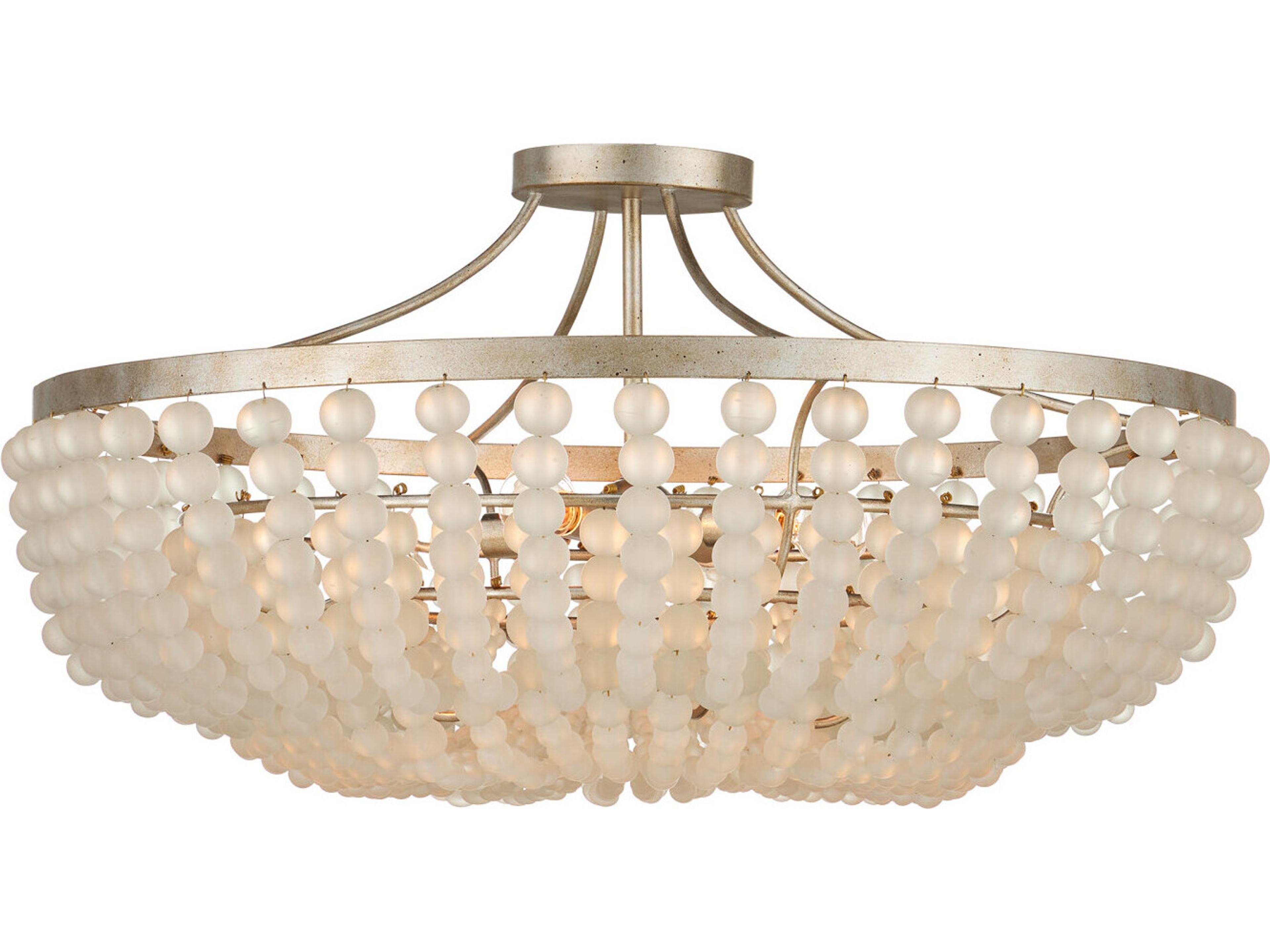 Currey & Company Chanteuse 4-Light Frosted Silver Granello Pendant