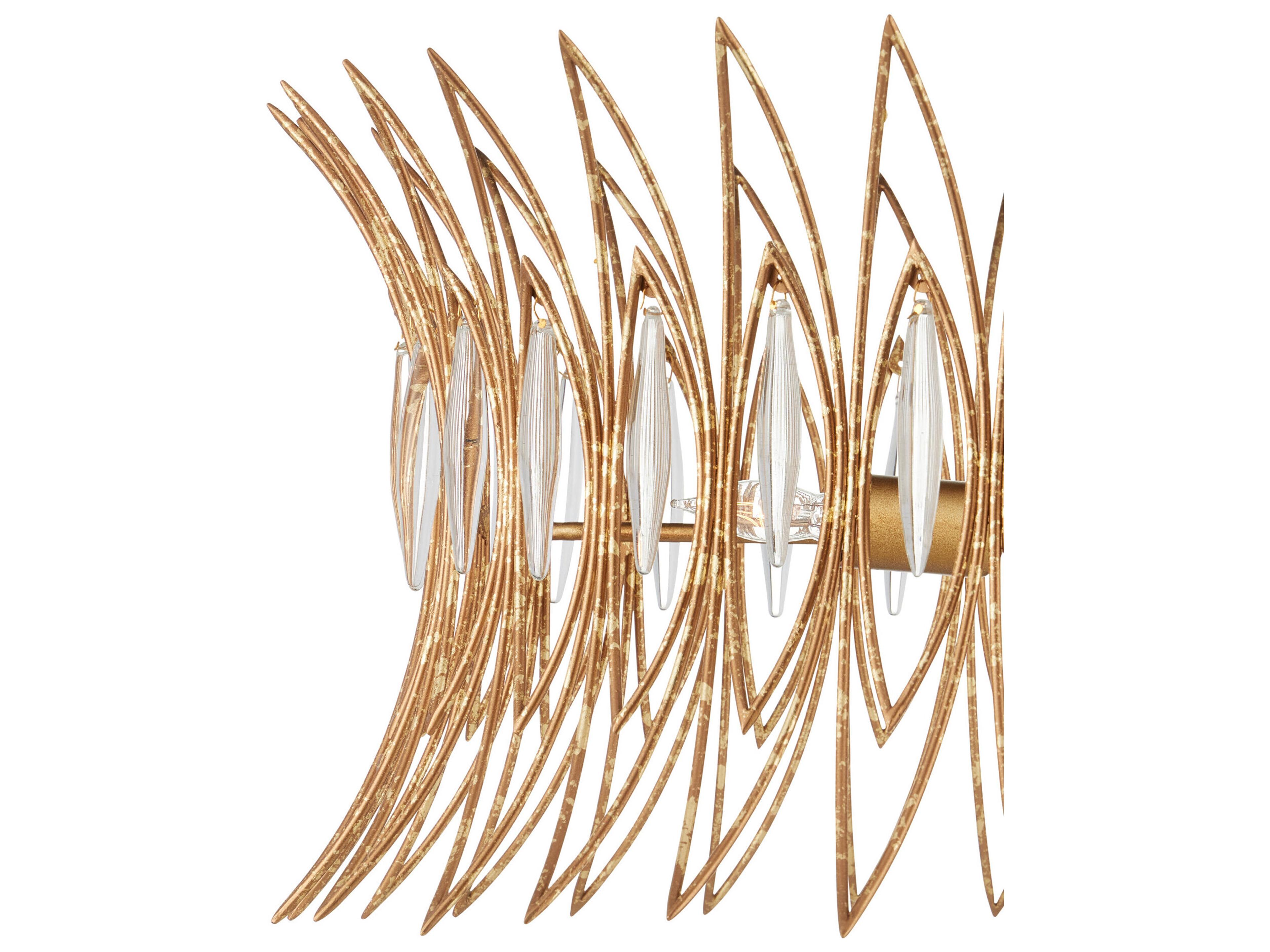 Currey & Company Marquise 3-Light Clear Luxor Gold Semi Flush Mount