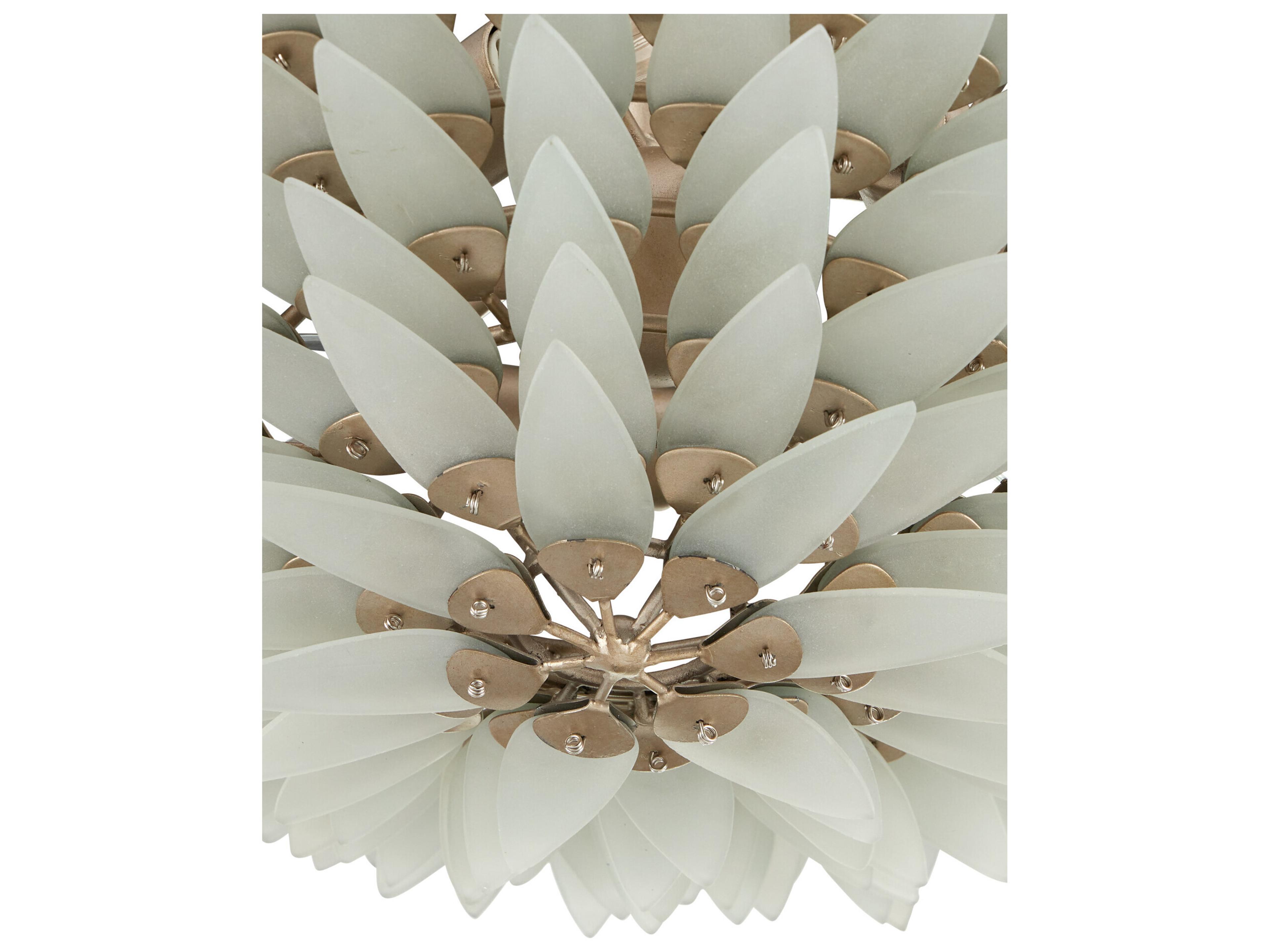 Currey & Company Dahlia 3-Light Frosted Contemporary Silver Semi Flush Mount