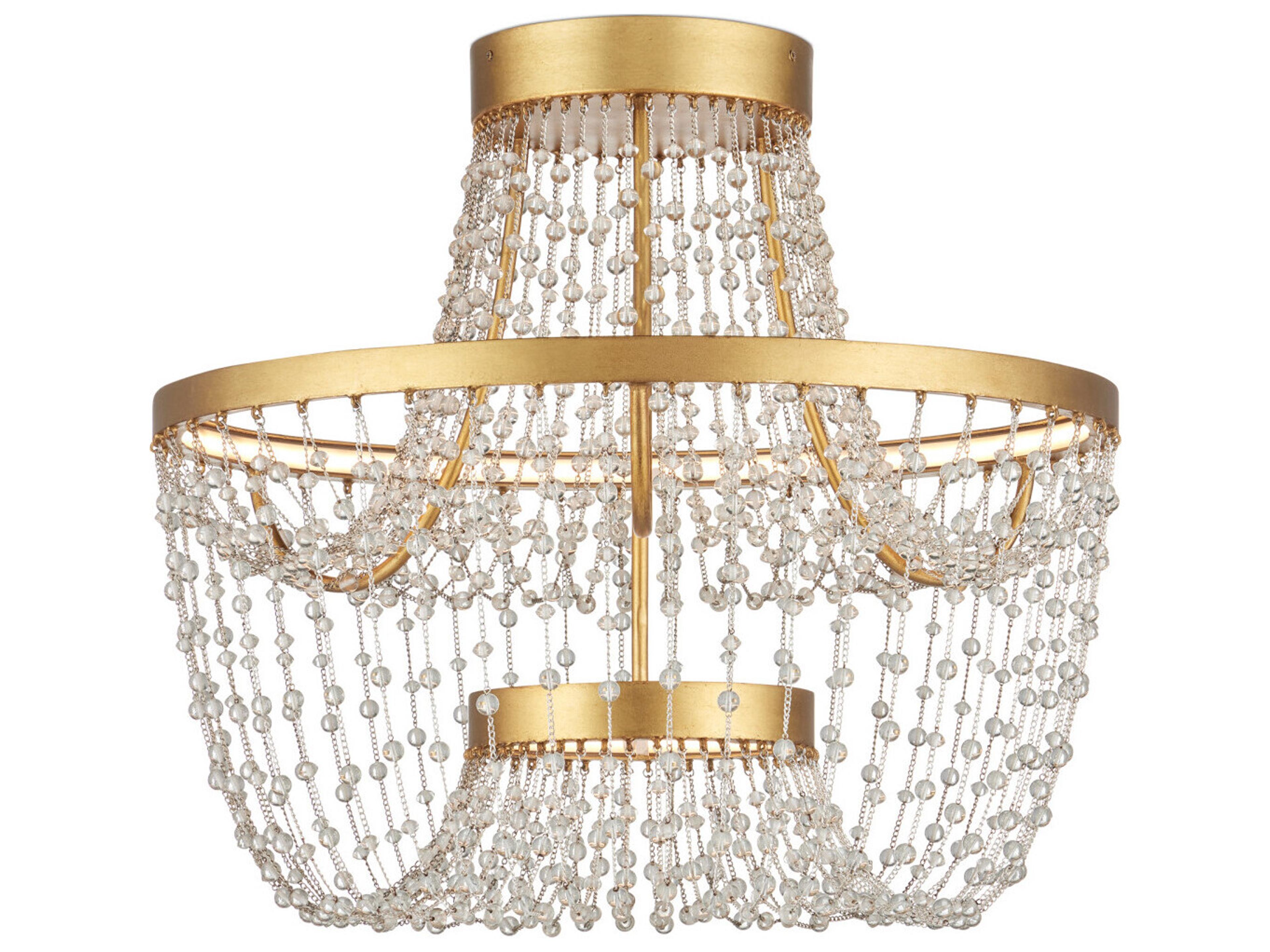 Mademoiselle 2-Light Contemporary Gold Semi Flush Mount