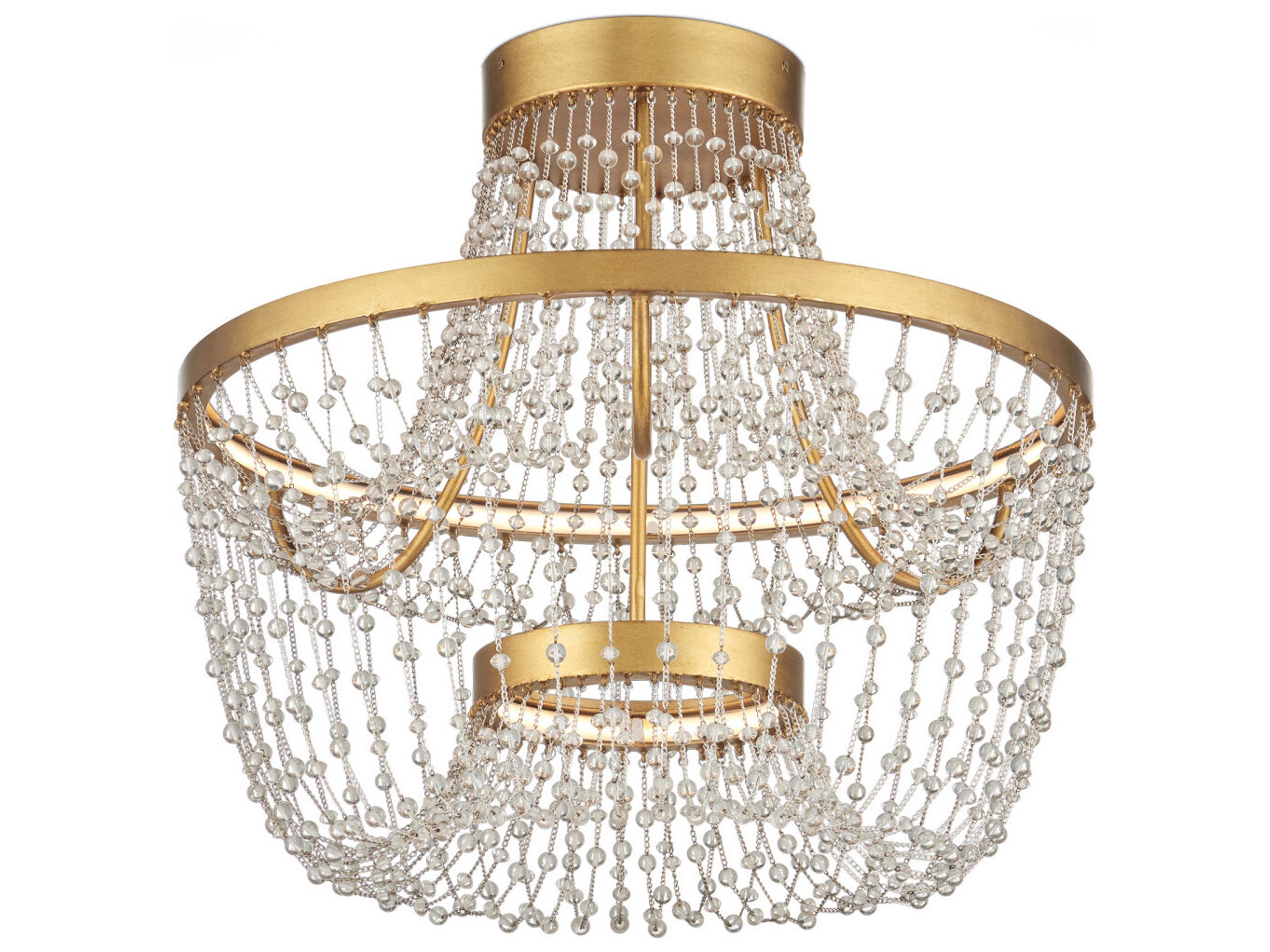 Currey & Company Mademoiselle 2-Light Contemporary Gold Semi Flush Mount
