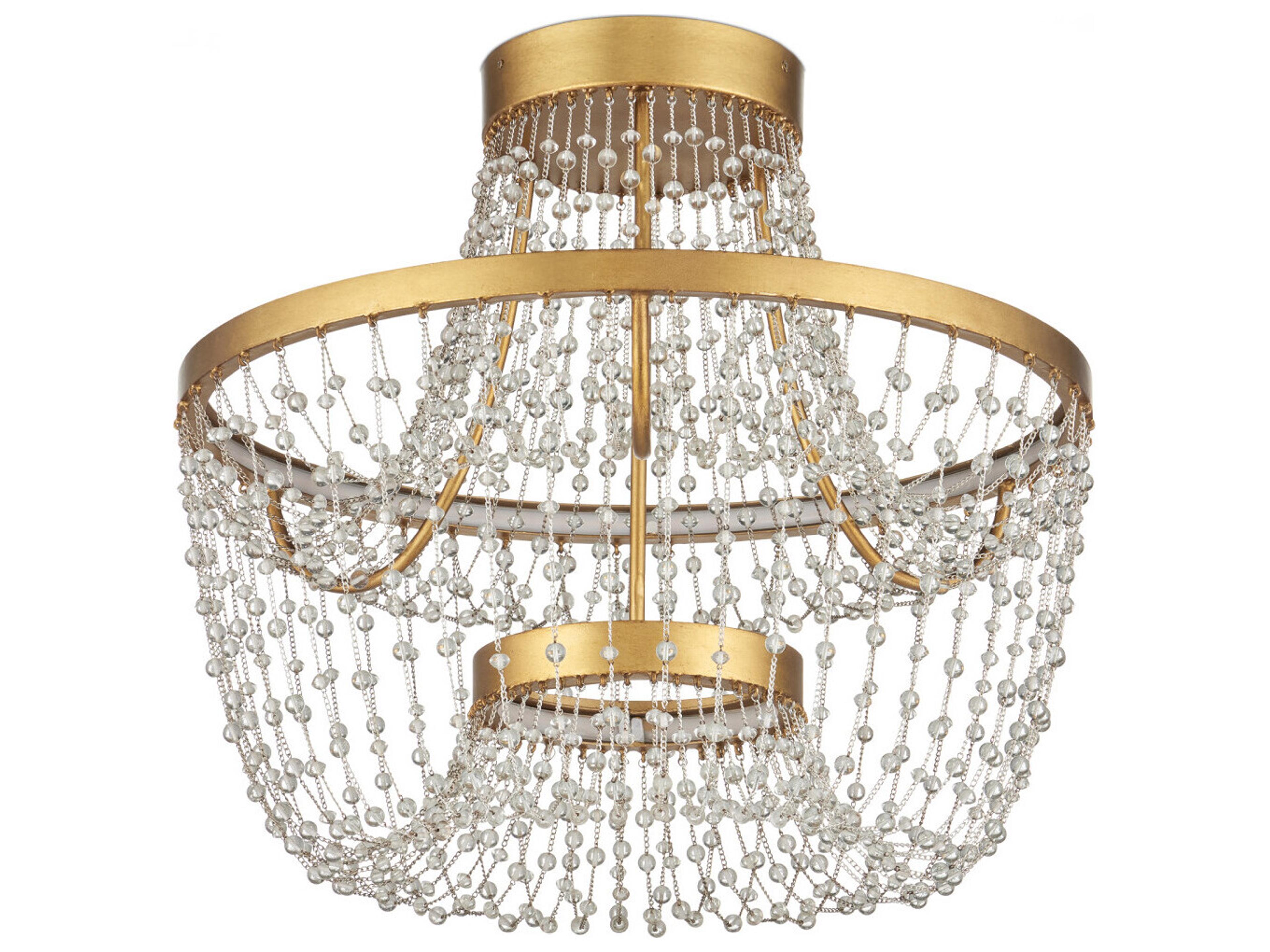 Currey & Company Mademoiselle 2-Light Contemporary Gold Semi Flush Mount