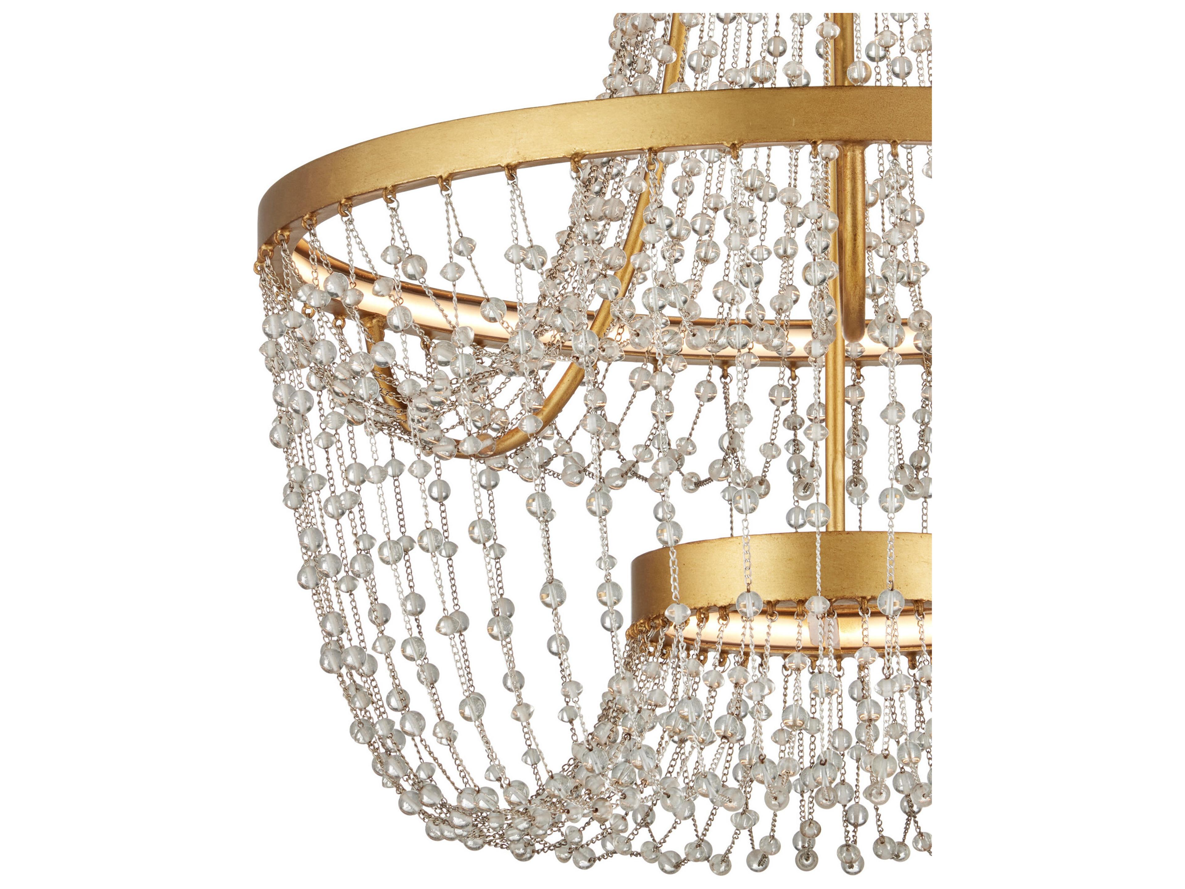 Currey & Company Mademoiselle 2-Light Contemporary Gold Semi Flush Mount