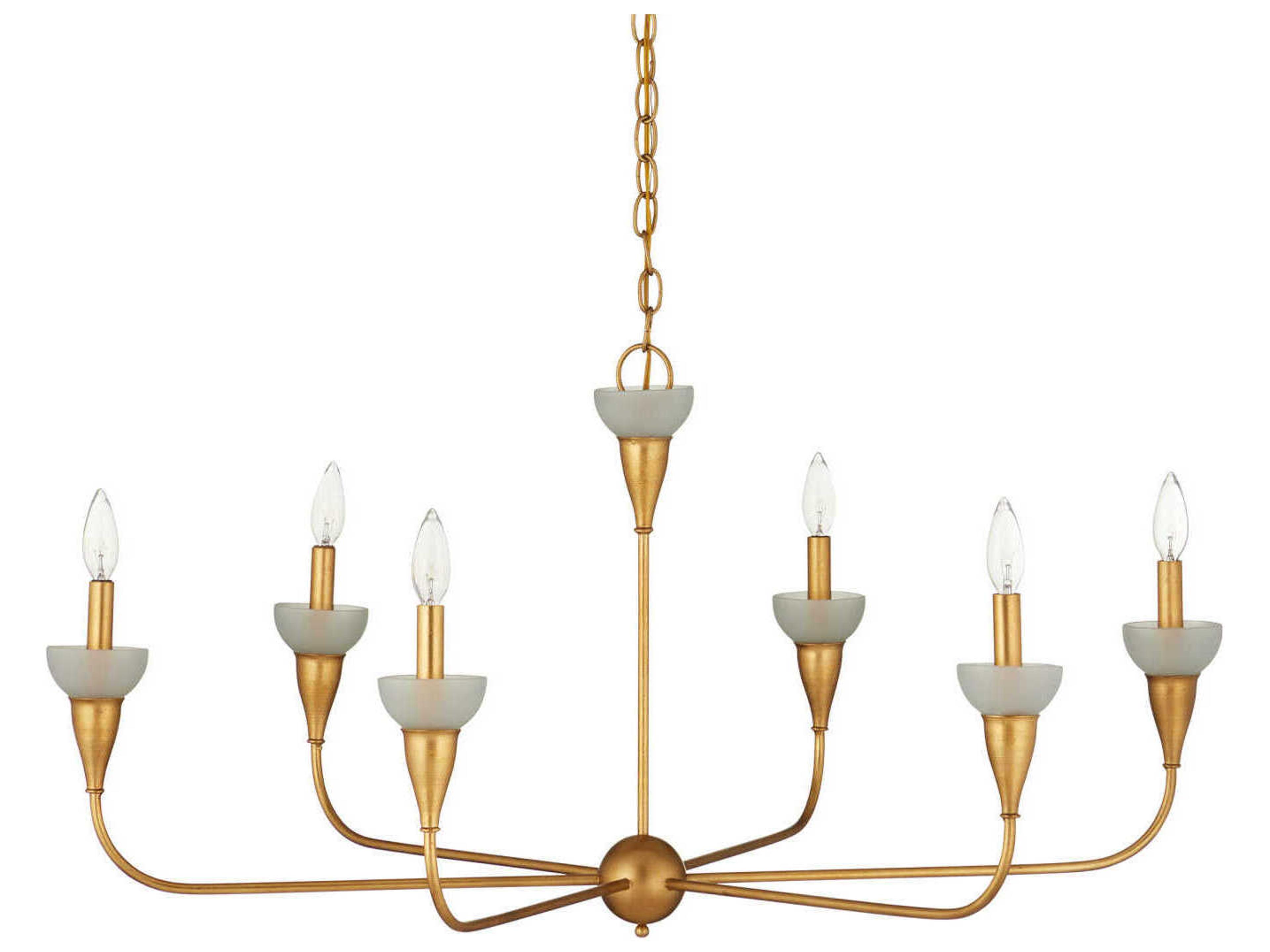 Currey & Company Aurelia 6-Light Contemporary Gold Leaf Chandelier