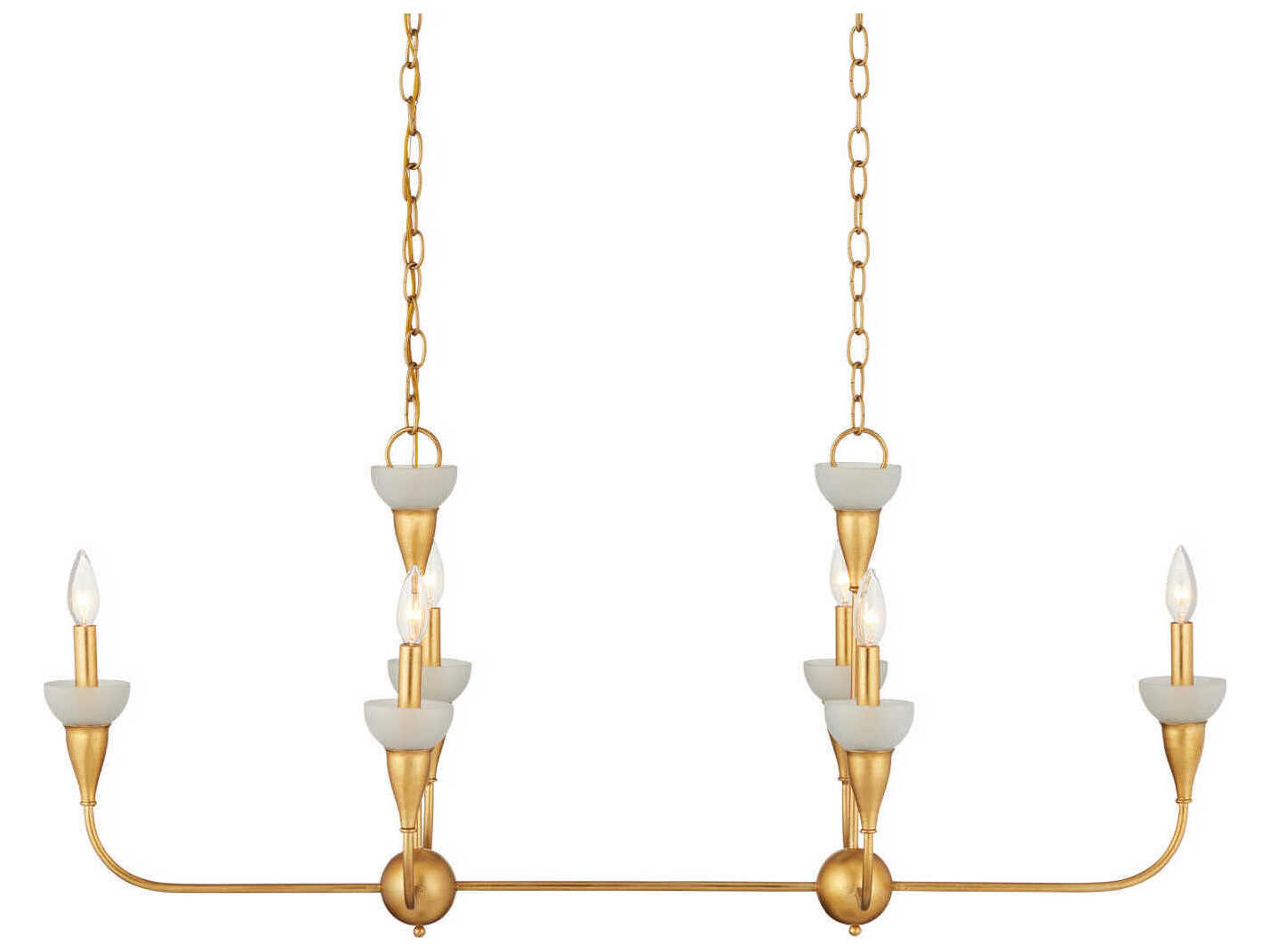 Currey & Company Aurelia Frost 6-Light Contemporary Gold Leaf Island Pendant