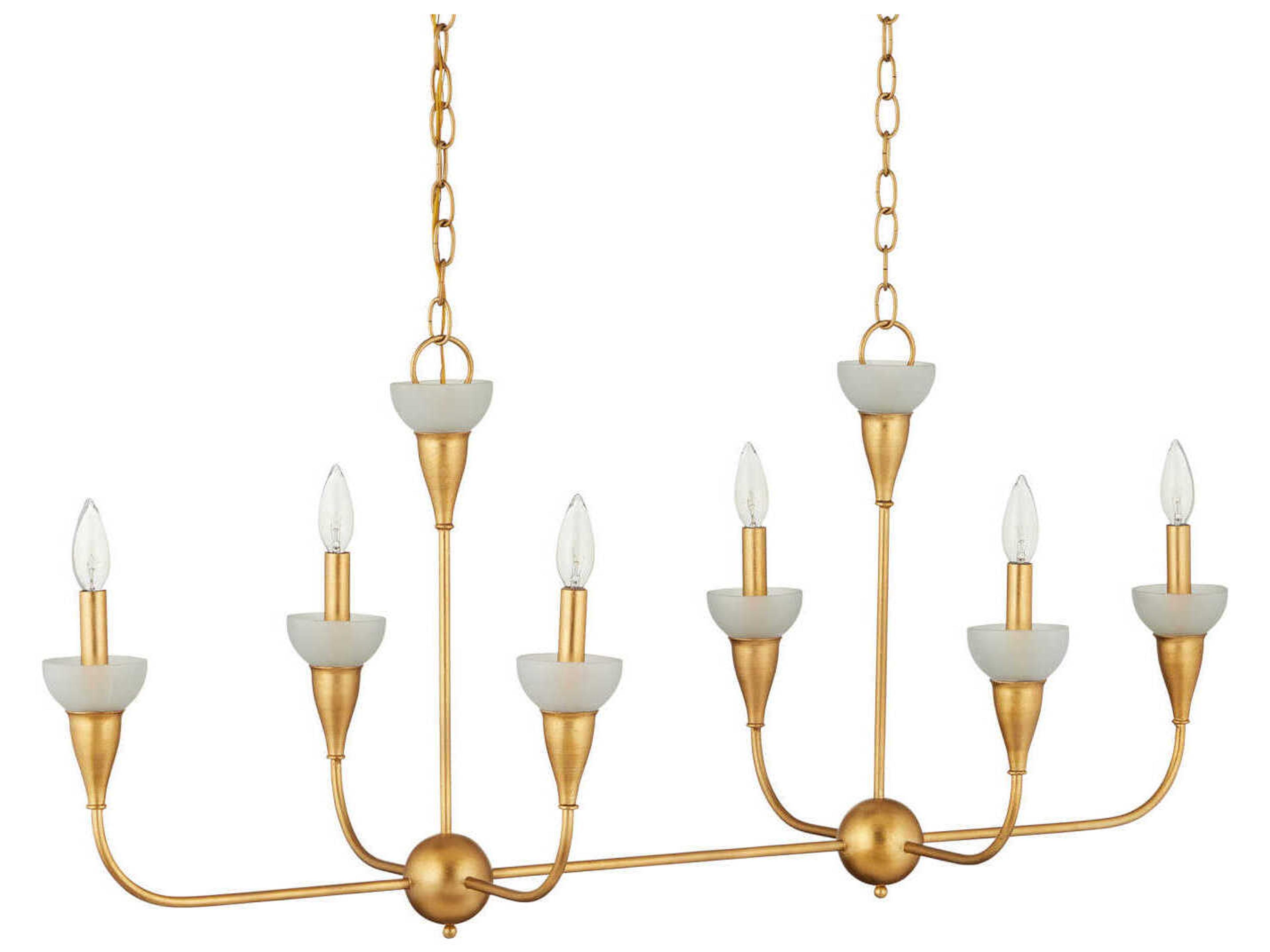 Currey & Company Aurelia Frost 6-Light Contemporary Gold Leaf Island Pendant