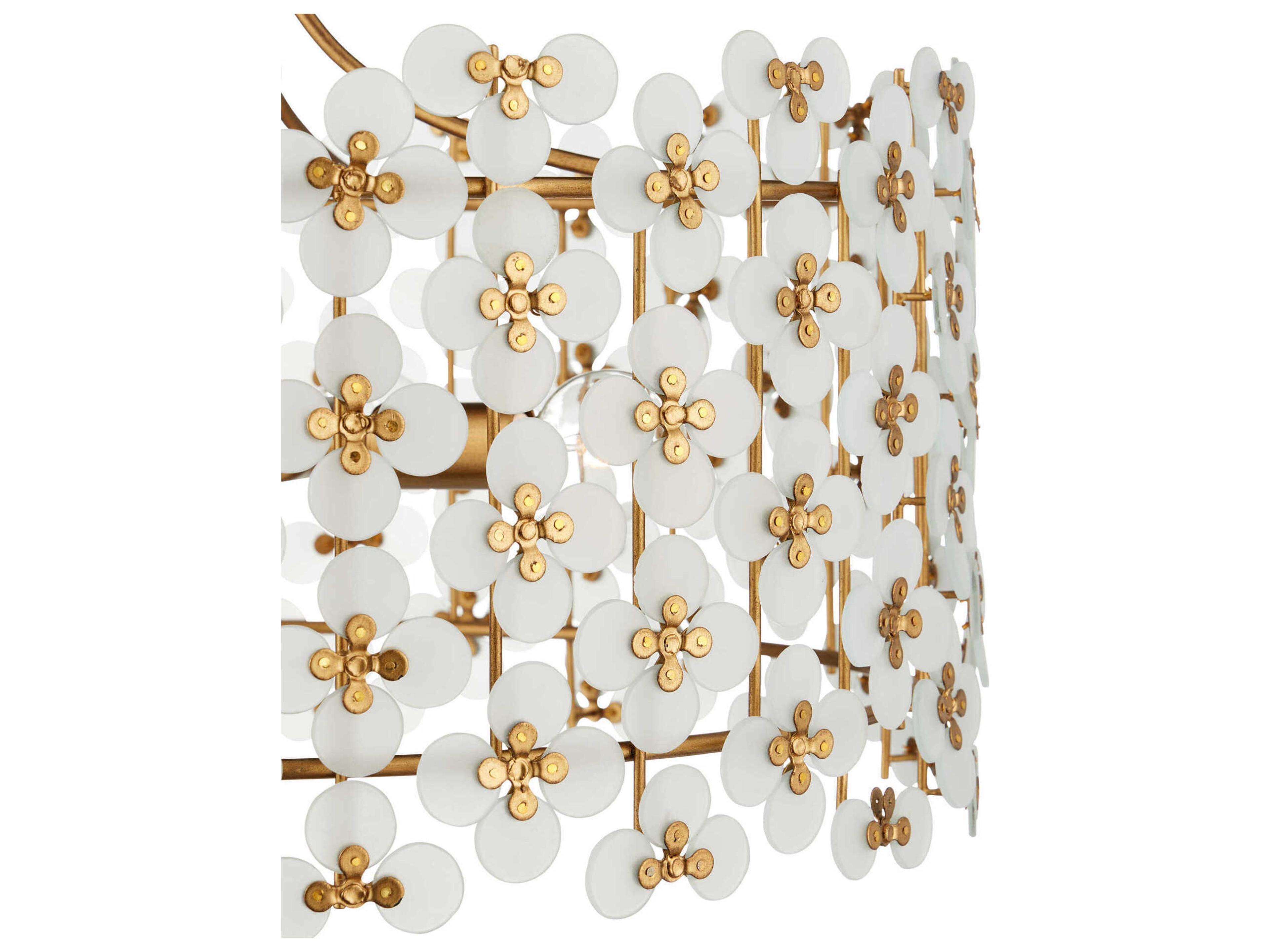 Currey & Company Spring Flower 4-Light Brass Drum Pendant