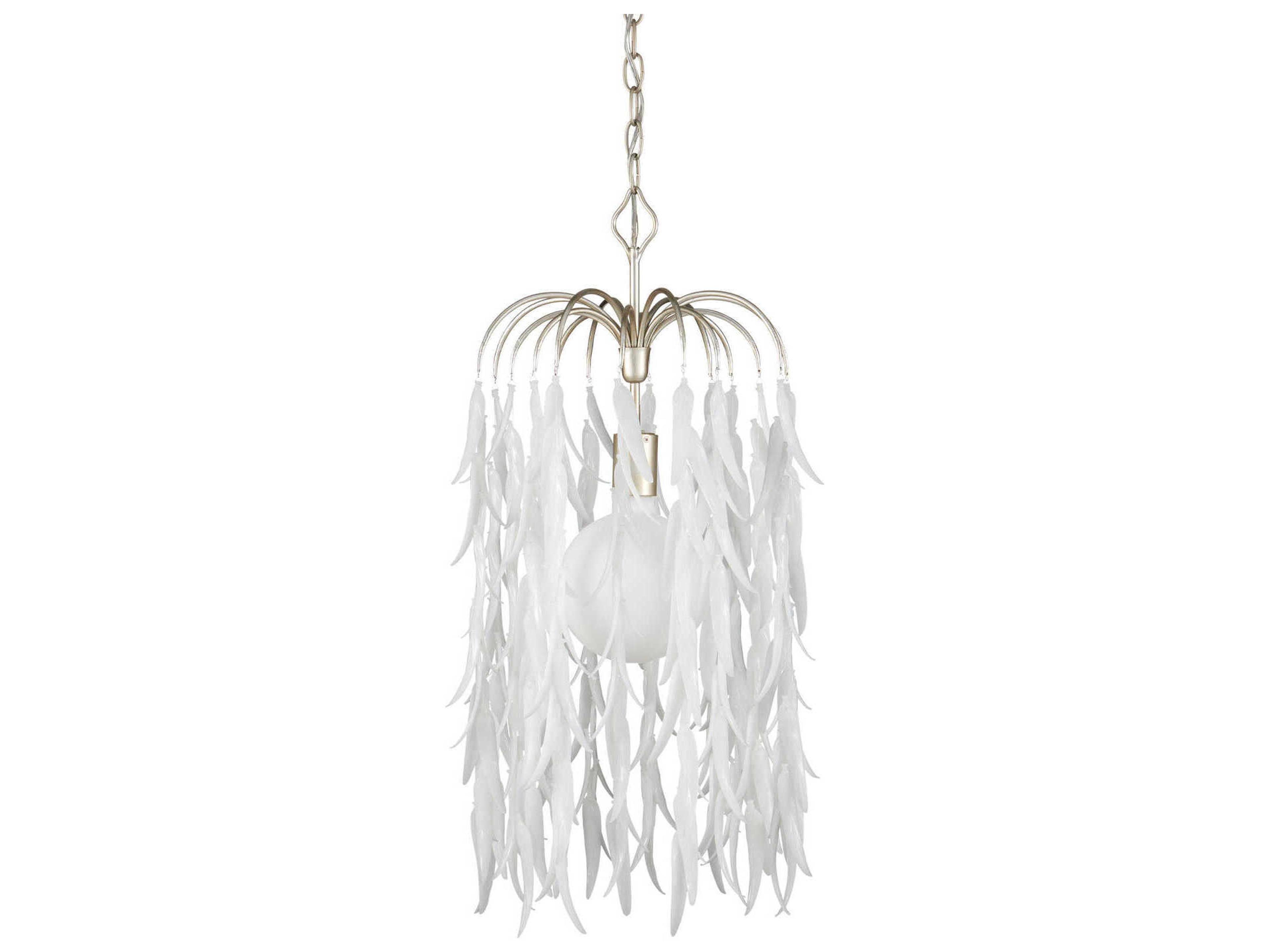 Currey & Company Glen Arbor 1-Light Contemporary Silver Leaf Pendant