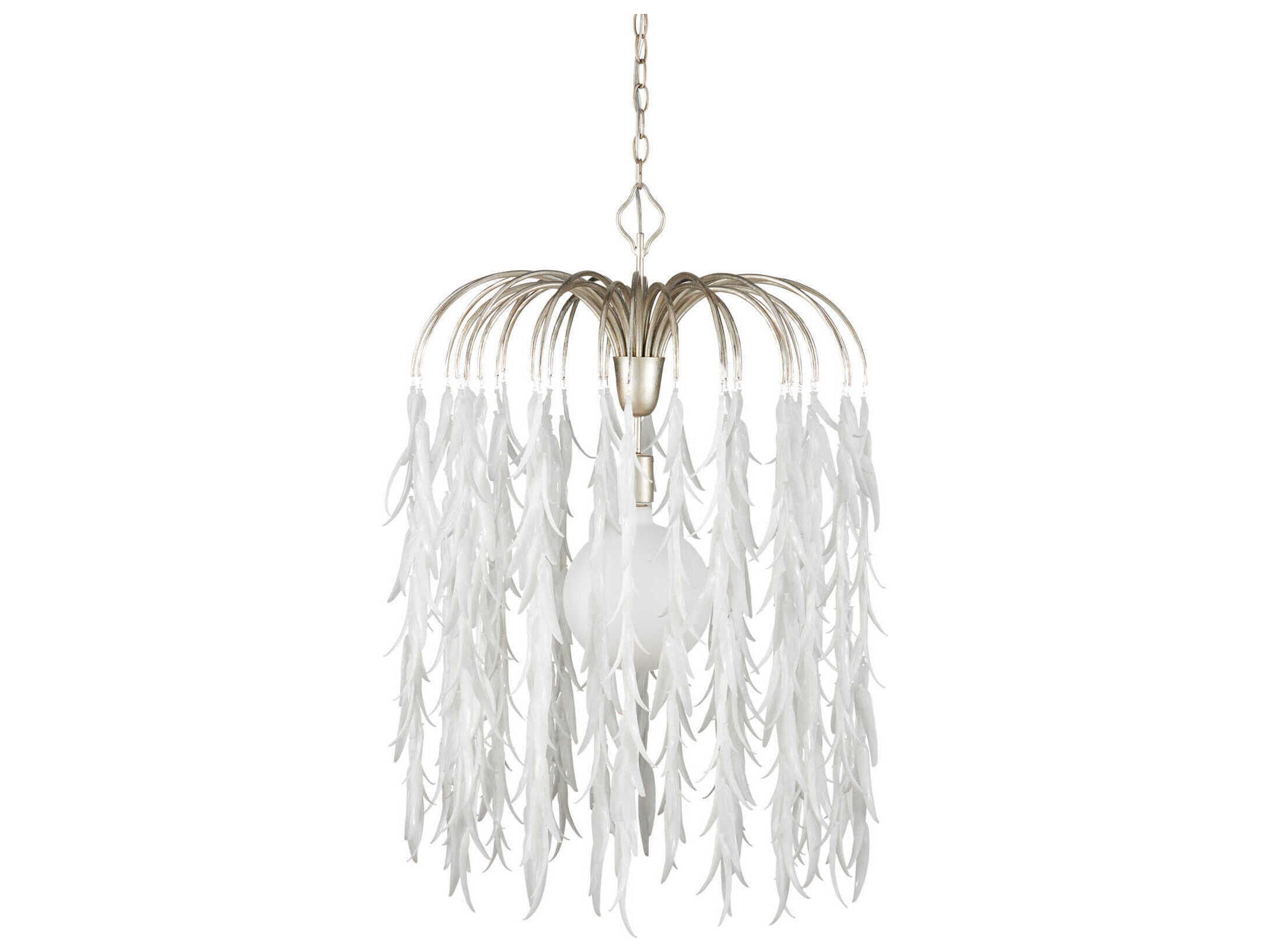 Currey & Company Glen Arbor 1-Light Contemporary Silver Leaf Pendant