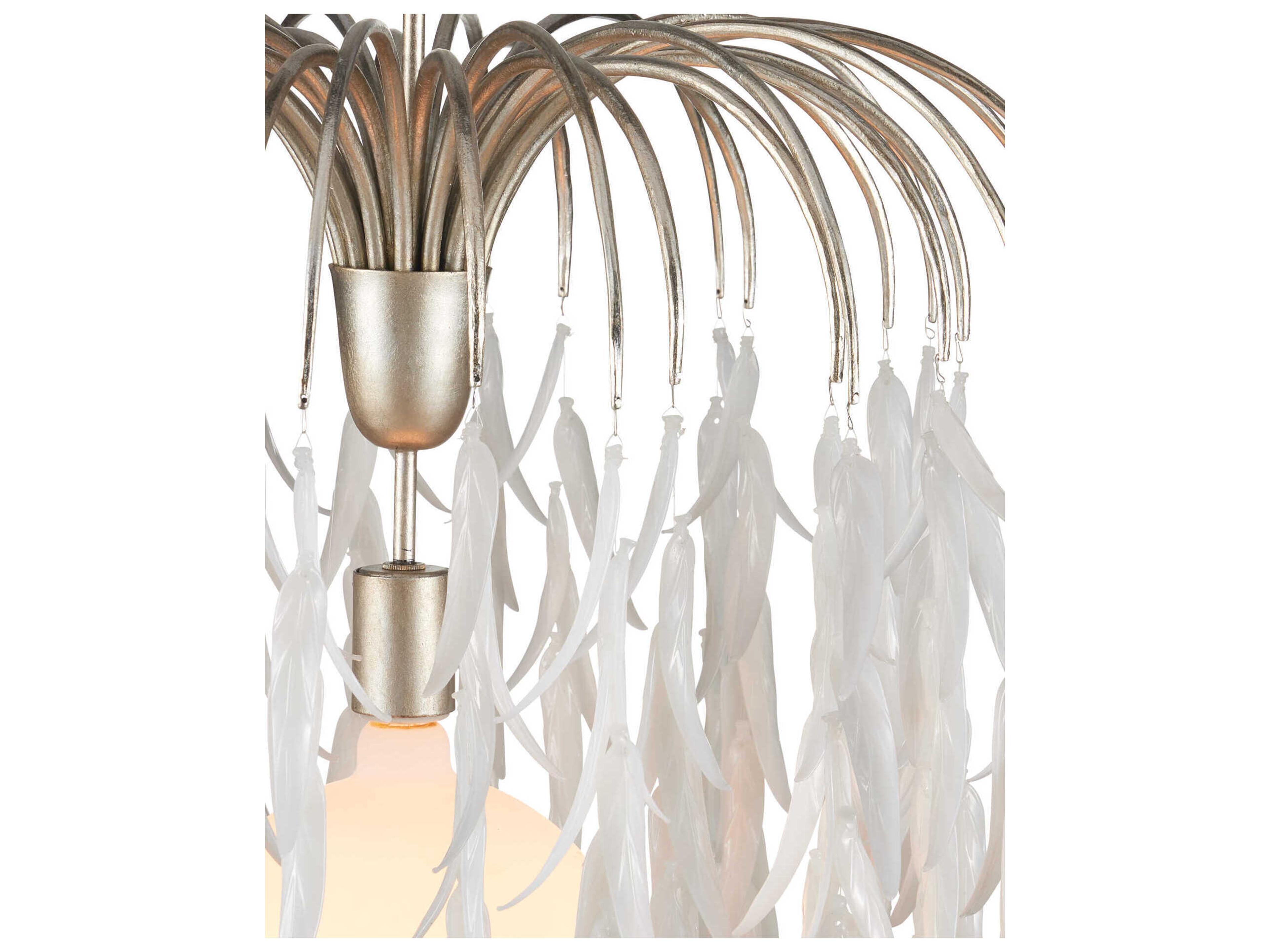 Currey & Company Glen Arbor 1-Light Contemporary Silver Leaf Pendant