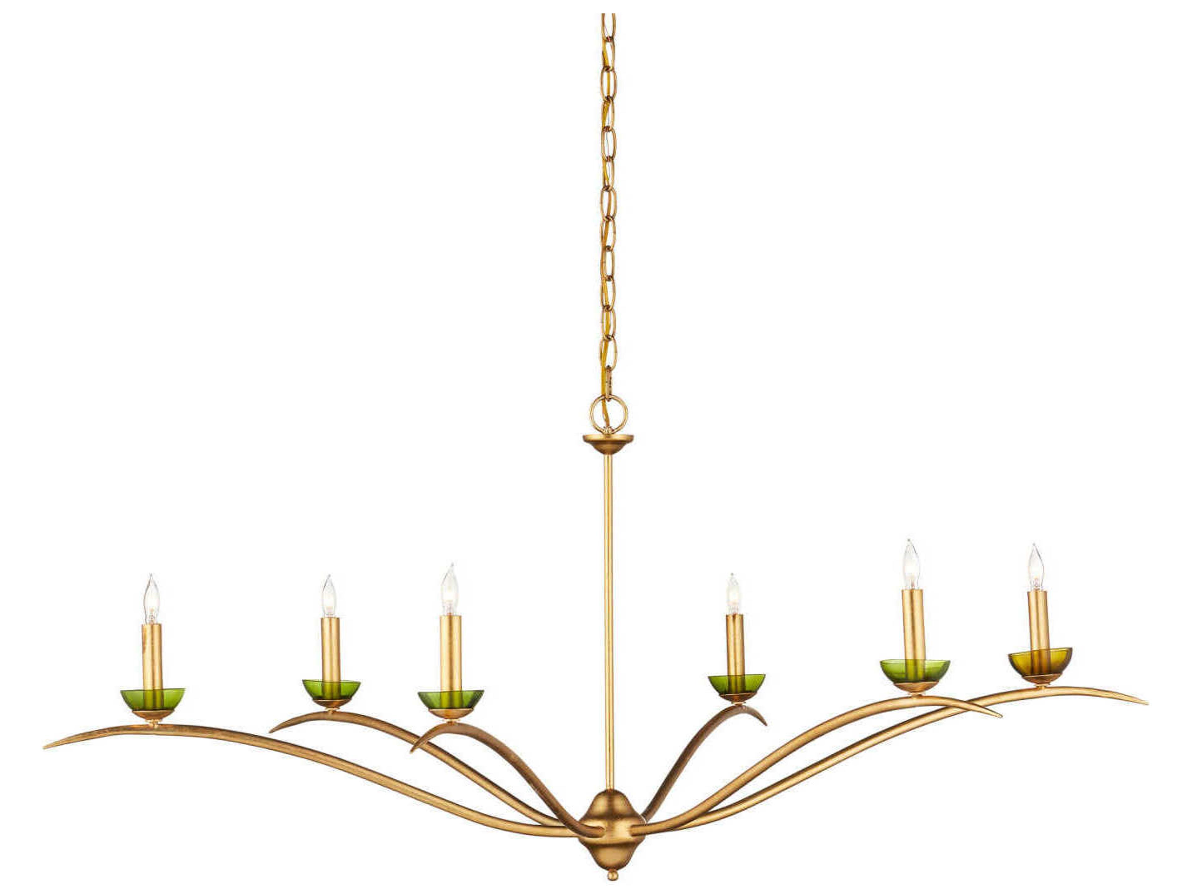 Flannery 6-Light Contemporary Gold Leaf Green Chandelier