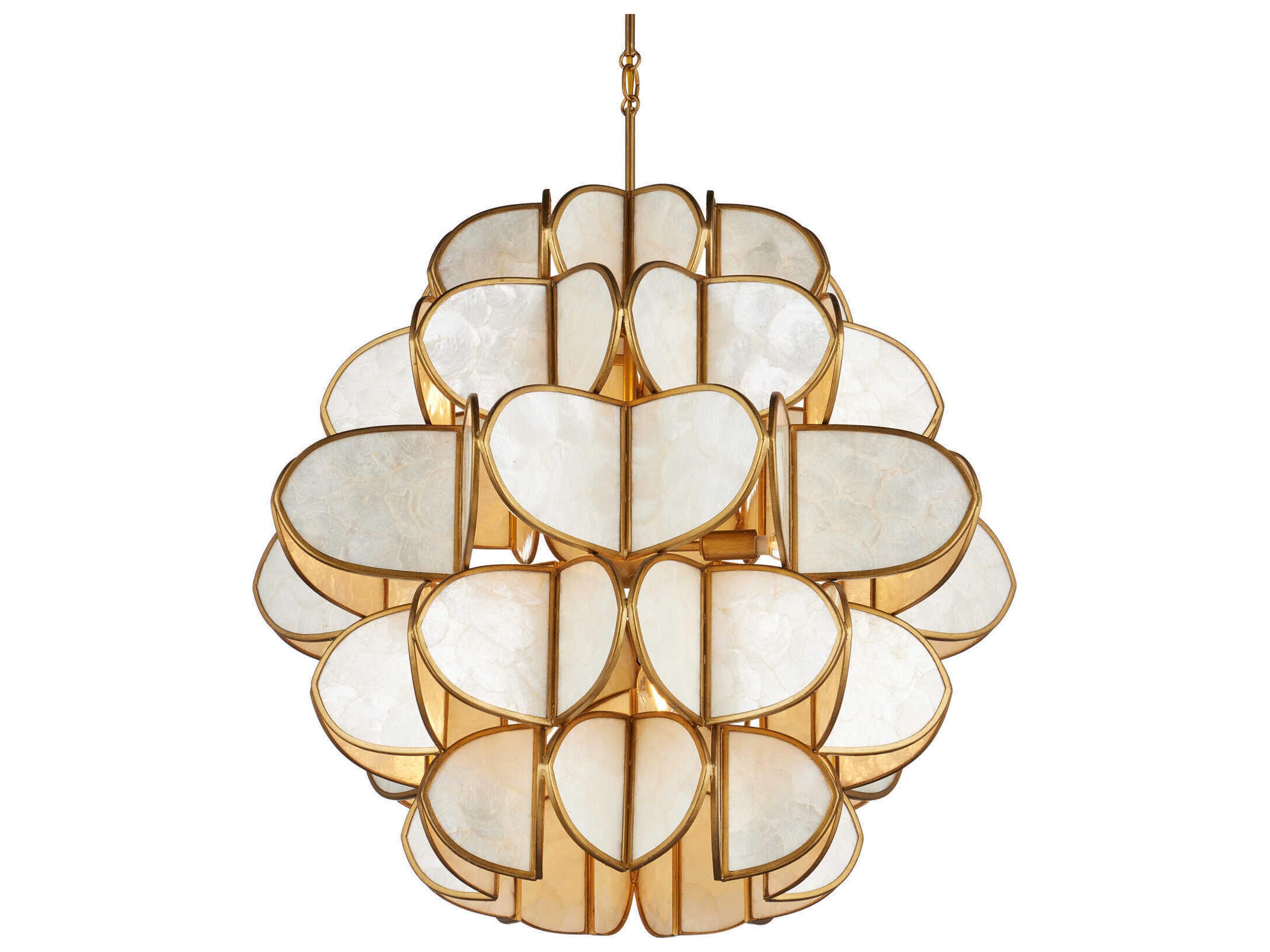 Currey & Company Galatea 9-Light Brass Tiered Chandelier