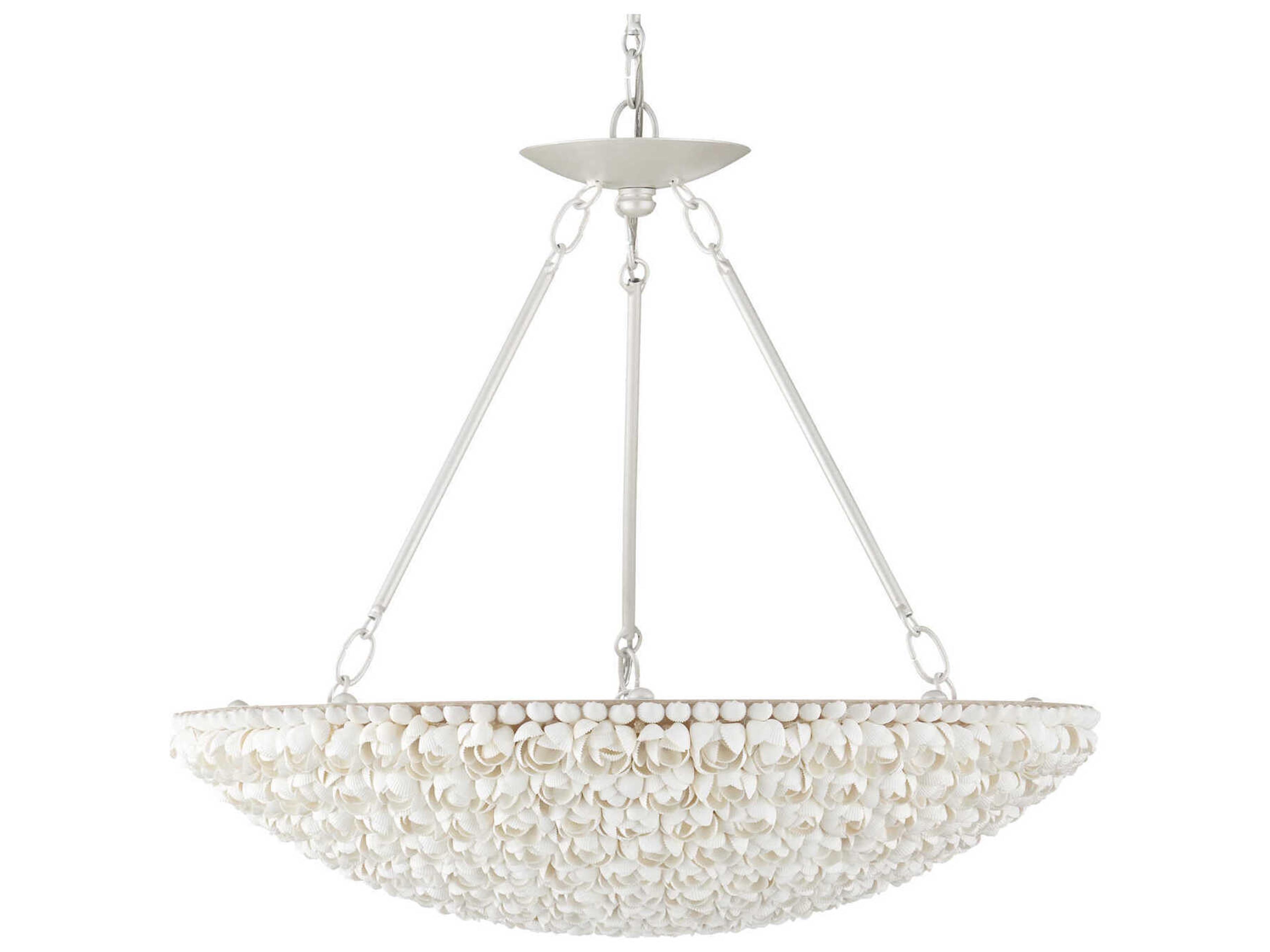 Currey & Company Virtu 1-Light Pearlized White Drum Pendant