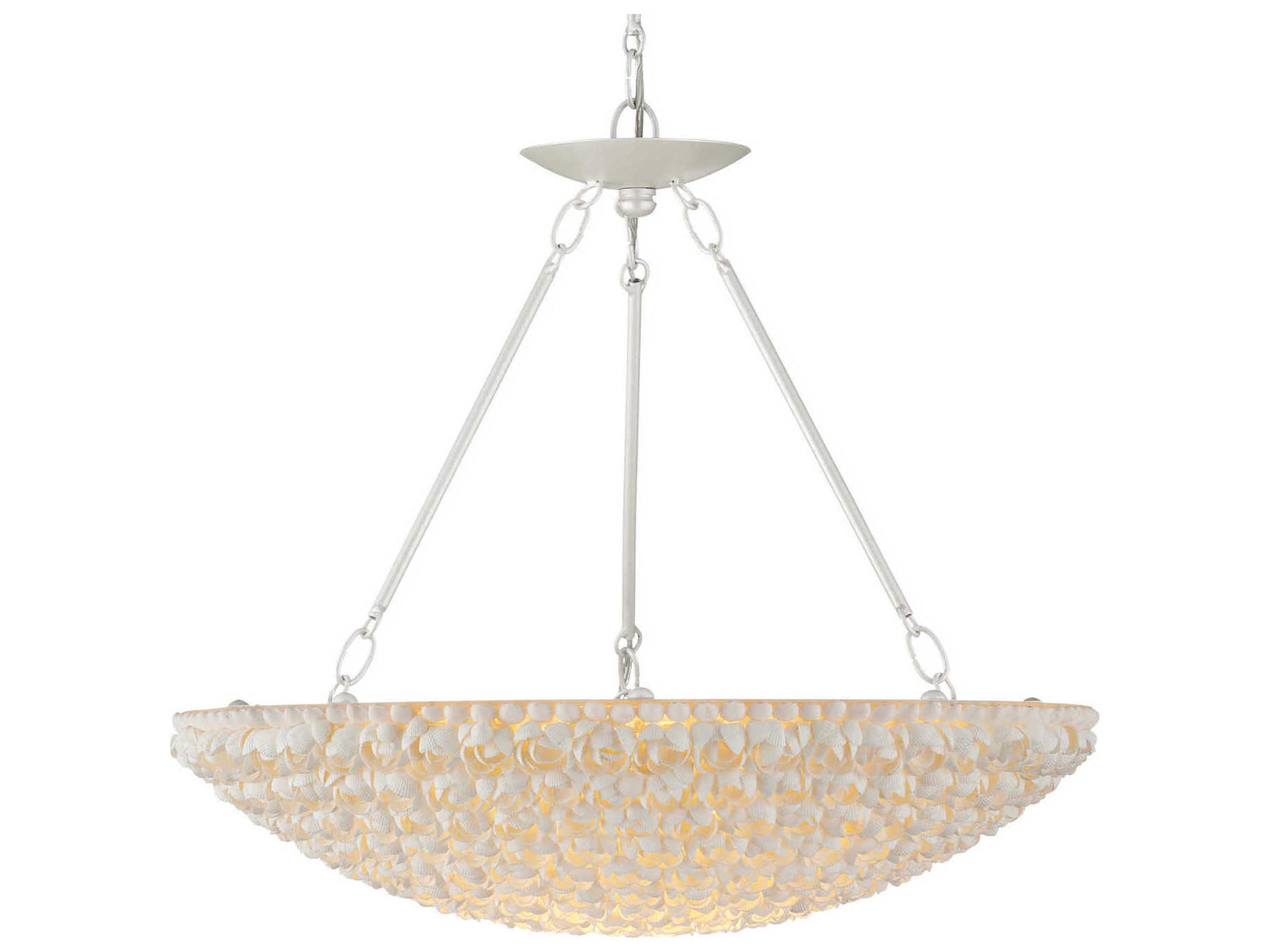Currey & Company Virtu 1-Light Pearlized White Drum Pendant
