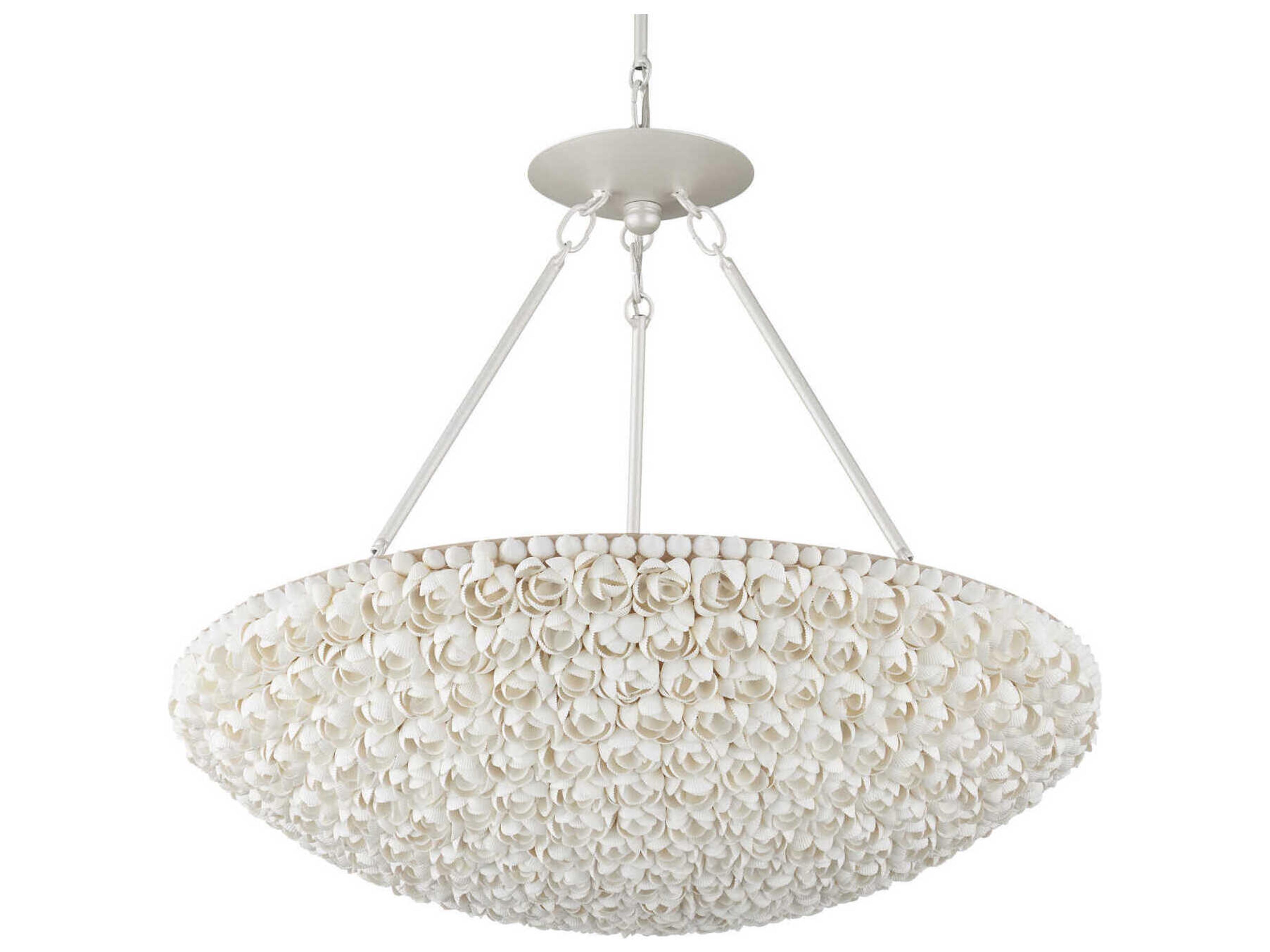 Currey & Company Virtu 1-Light Pearlized White Drum Pendant