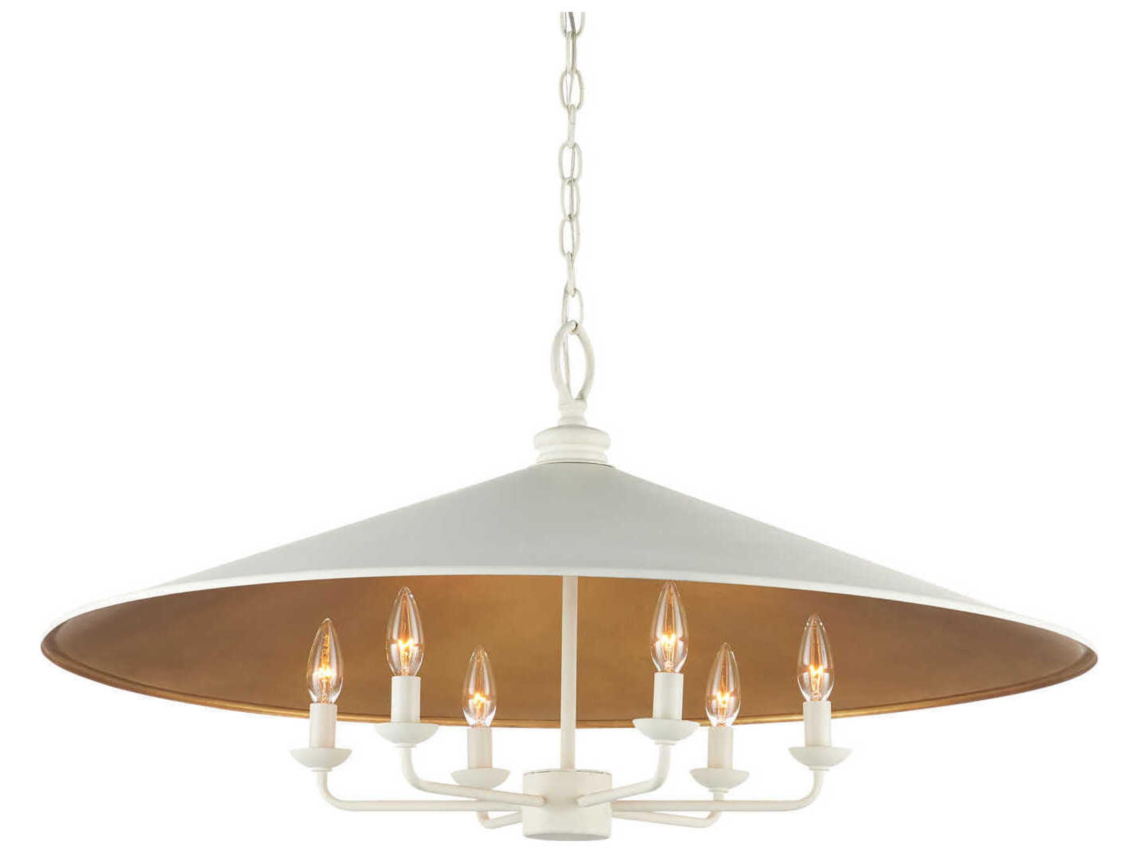 Brussels 6-Light Snow White Contemporary Gold Leaf Chandelier