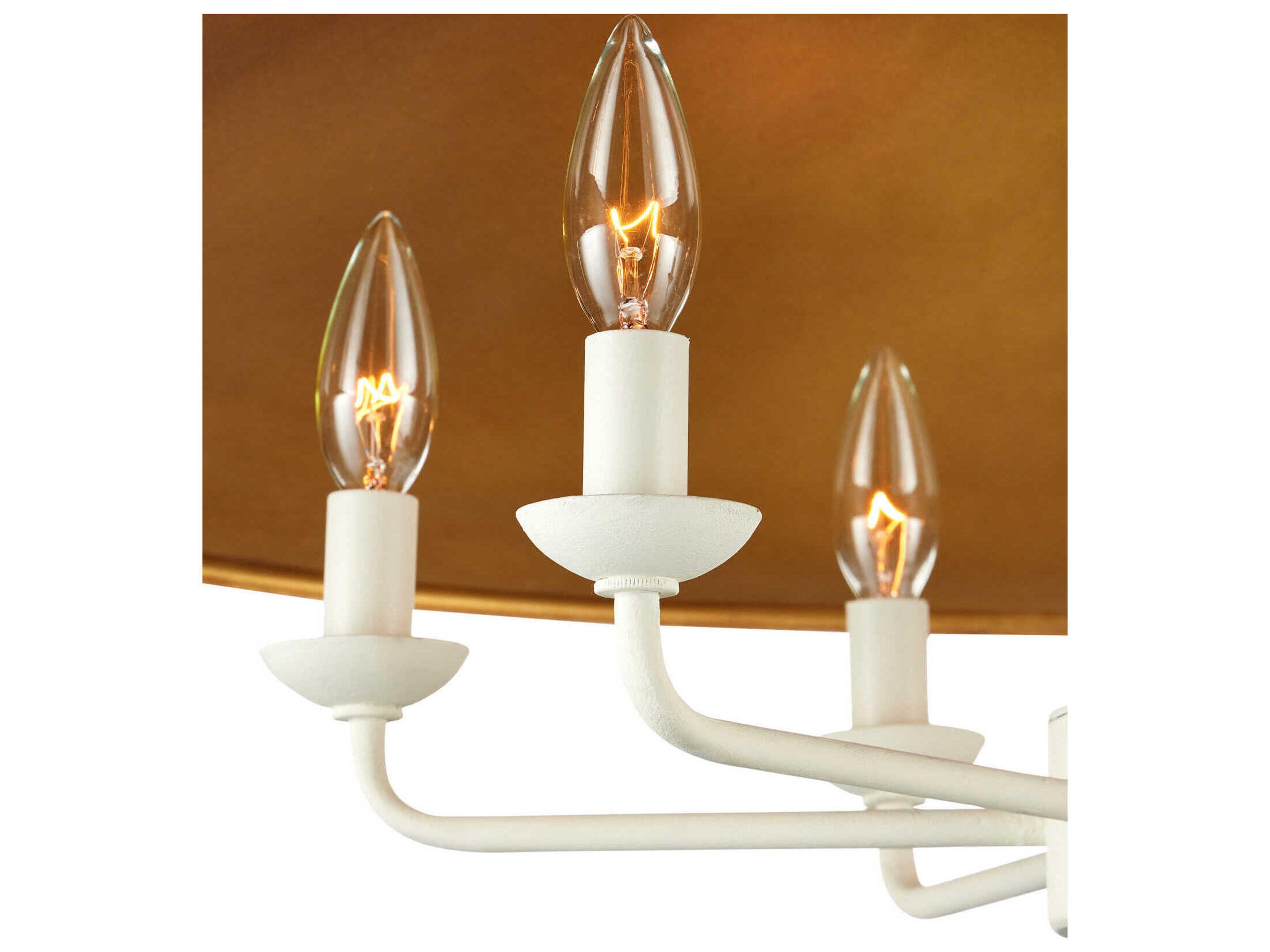 Currey & Company Brussels 6-Light Snow White Contemporary Gold Leaf Chandelier