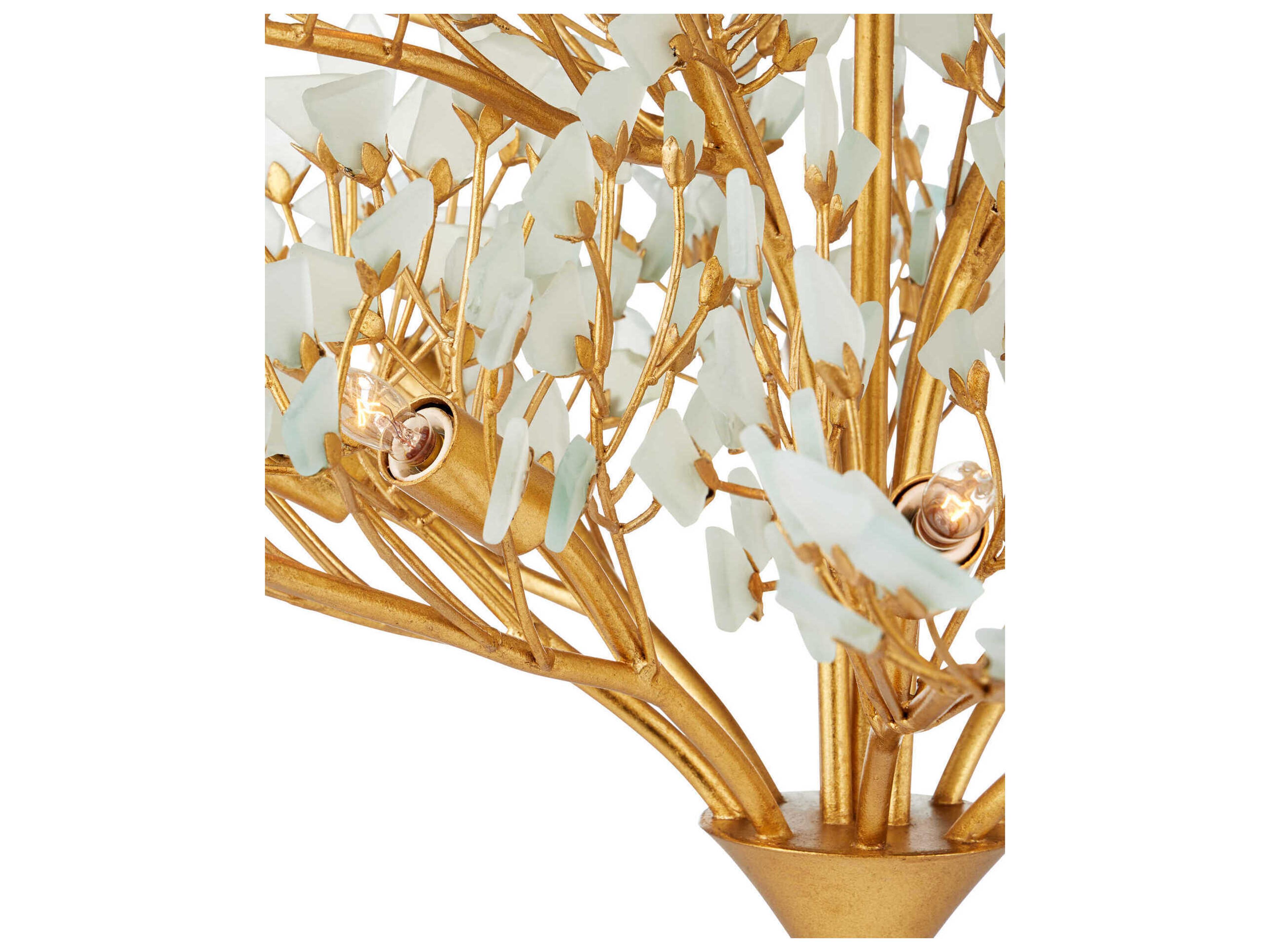 Currey & Company Fiorella 12-Light Contemporary Gold Leaf Tiered Chandelier