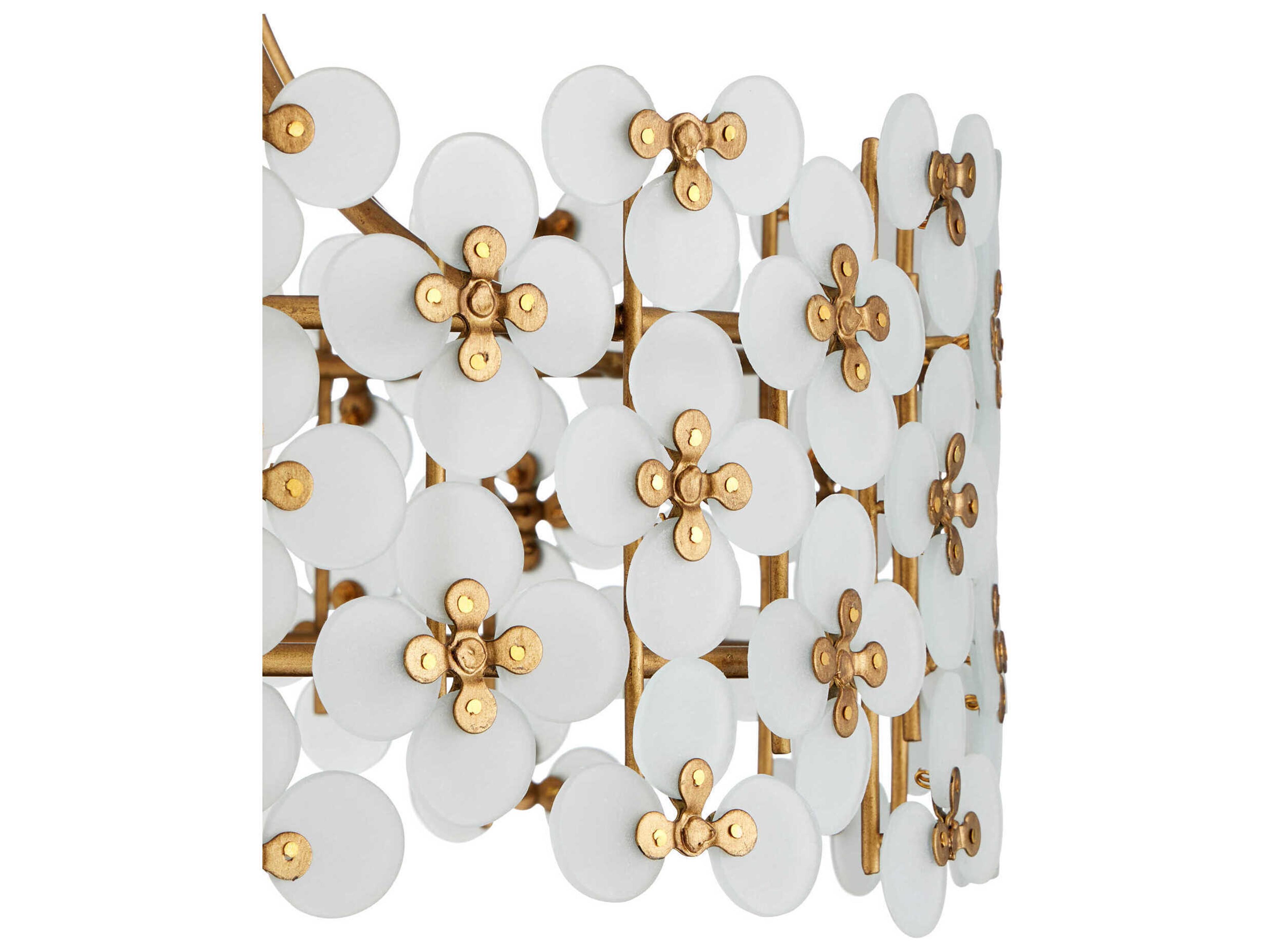 Currey & Company Spring Flower 1-Light Glossy White Brass Drum Semi Flush Mount