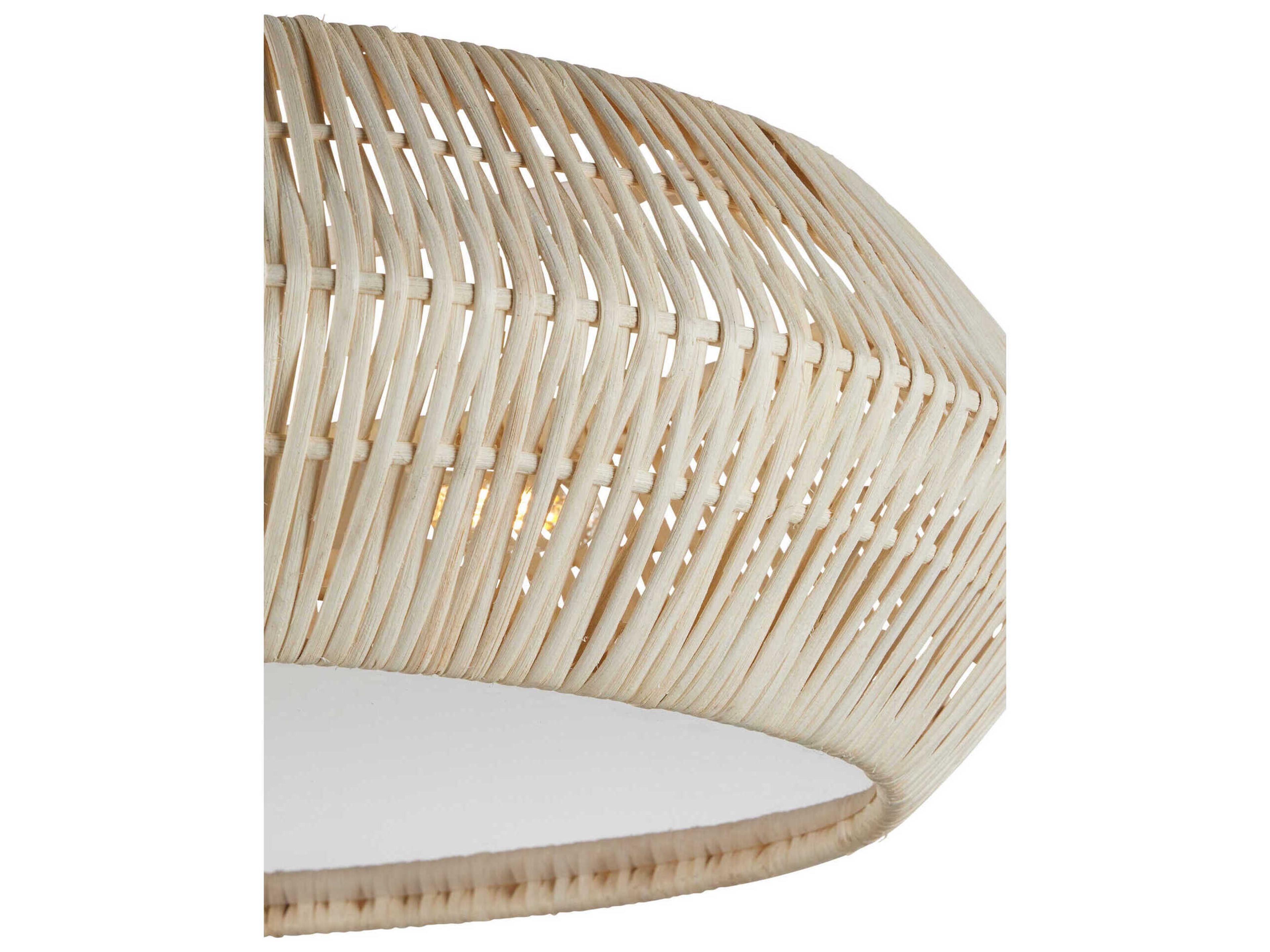 Currey & Company Antibes 3-Light Bleached Natural Snow White Semi Flush Mount