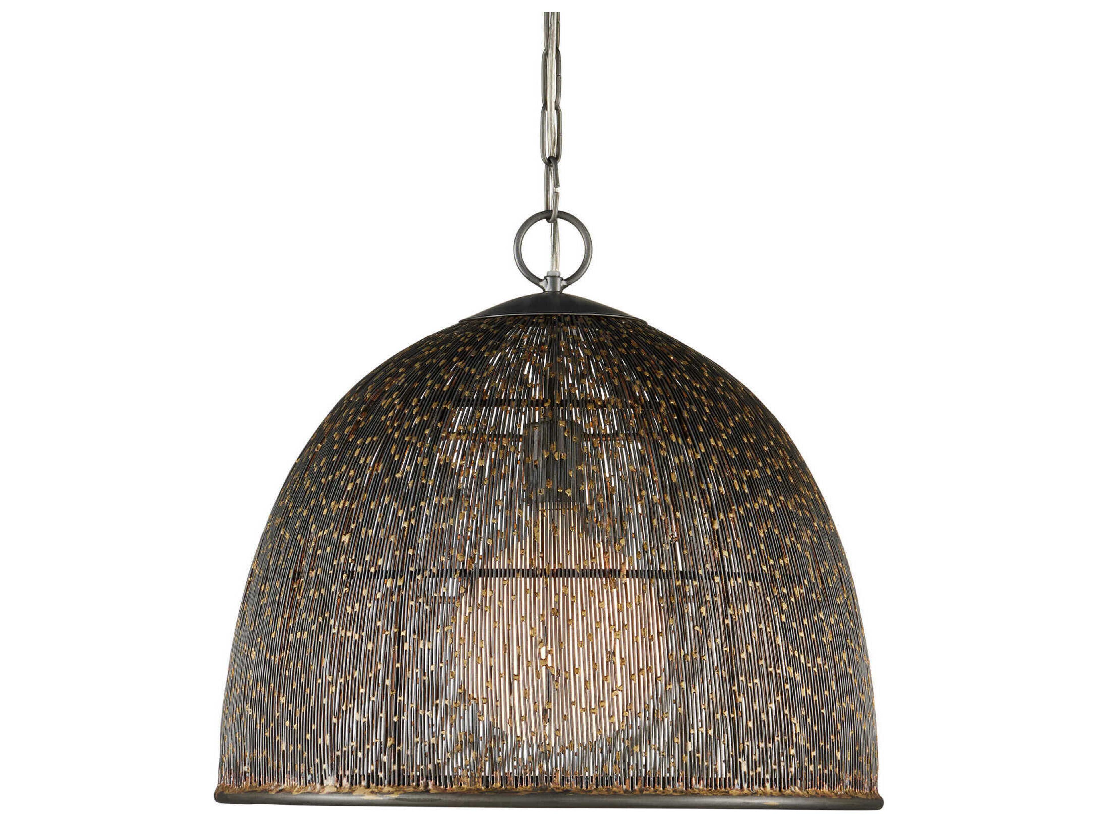 Currey & Company Eduardo 1-Light Natural Iron Brass Dome Pendant