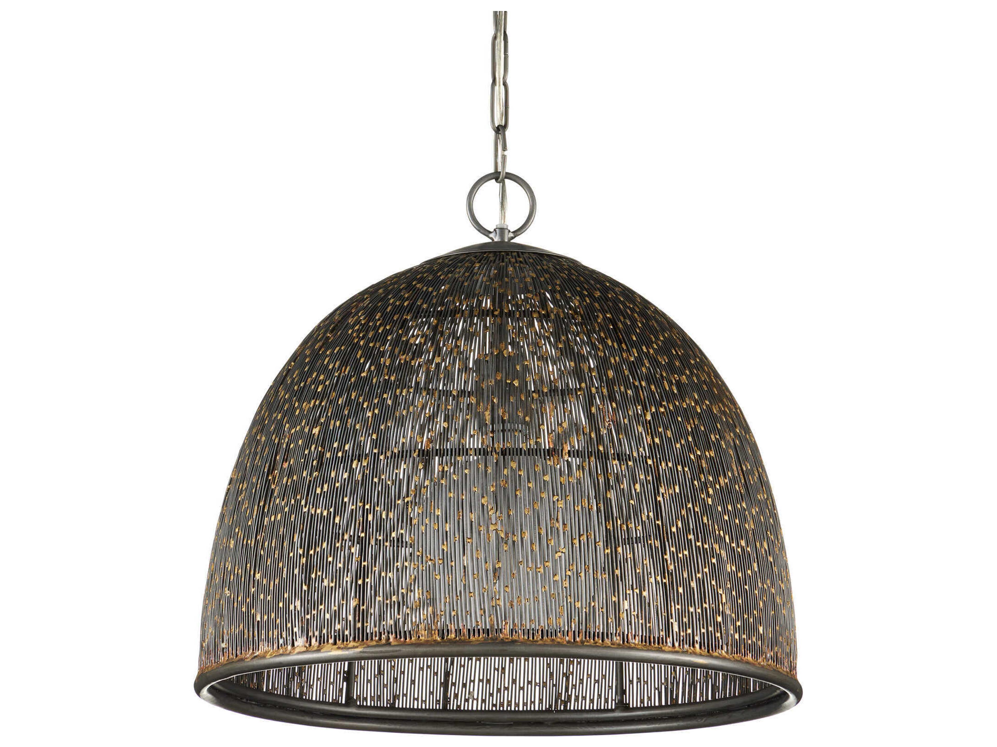 Currey & Company Eduardo 1-Light Natural Iron Brass Dome Pendant