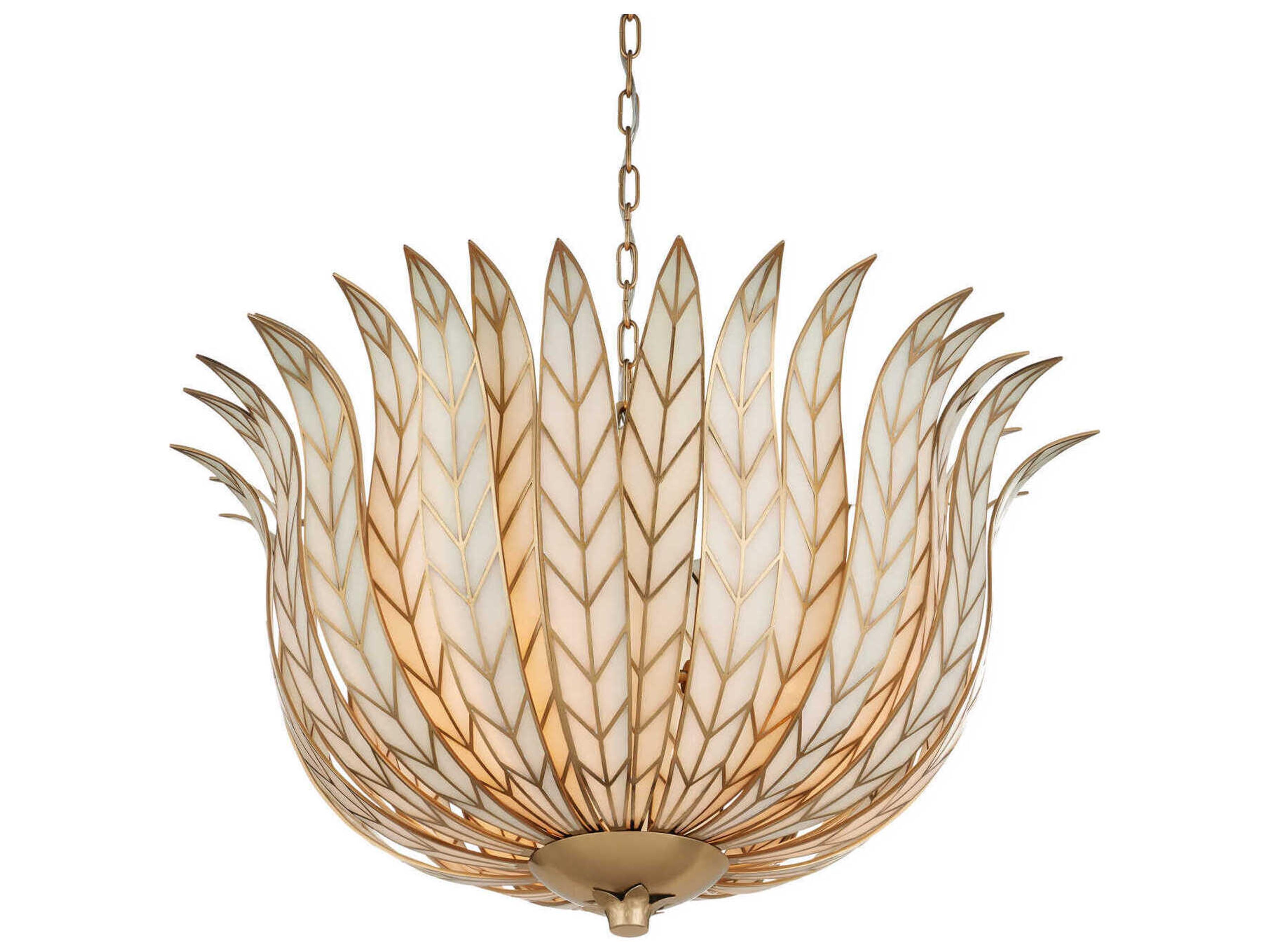 Currey & Company Lamina 3-Light Antique Brass Bowl Chandelier